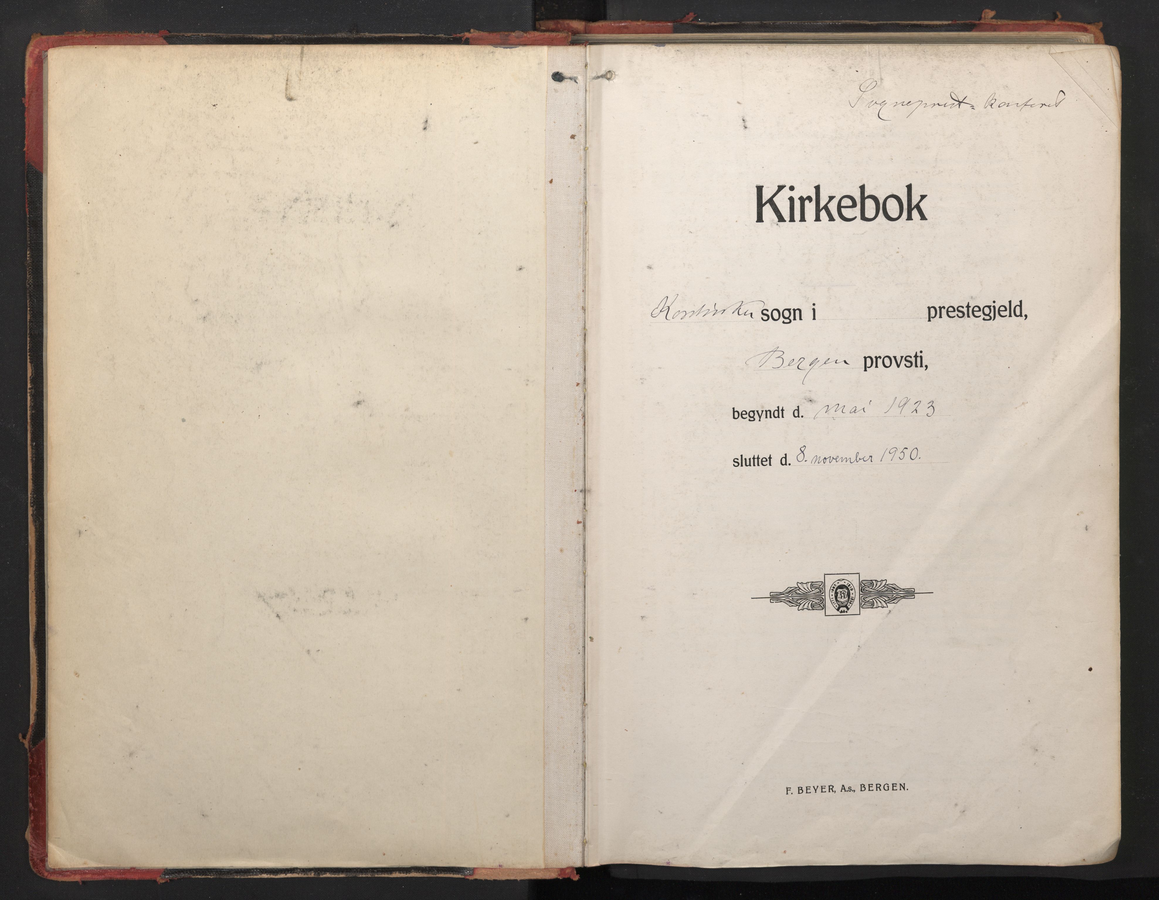 Korskirken sokneprestembete, SAB/A-76101/H/Haa/L0024: Parish register (official) no. B 11, 1923-1950