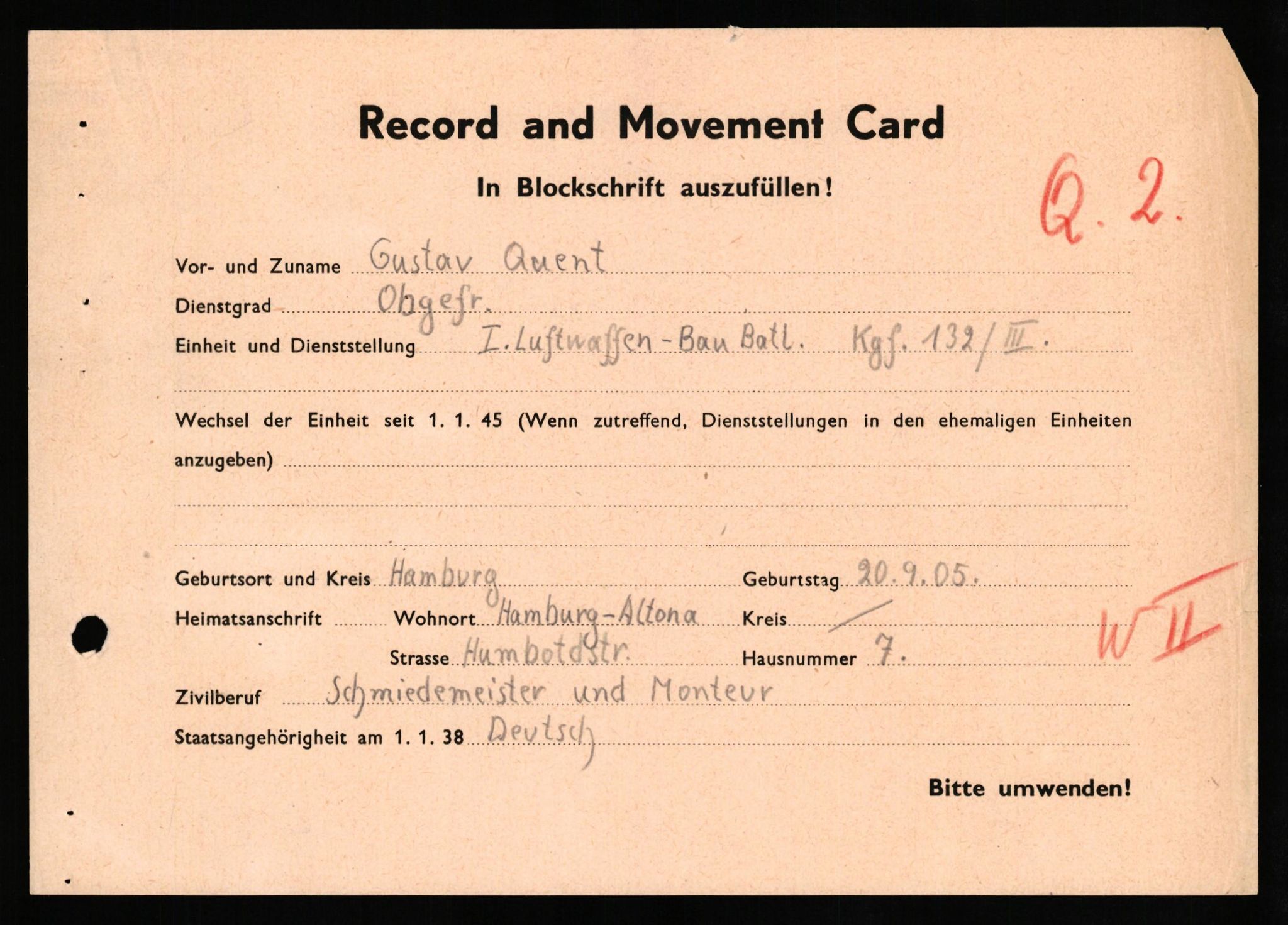 Forsvaret, Forsvarets overkommando II, AV/RA-RAFA-3915/D/Db/L0026: CI Questionaires. Tyske okkupasjonsstyrker i Norge. Tyskere., 1945-1946, p. 483