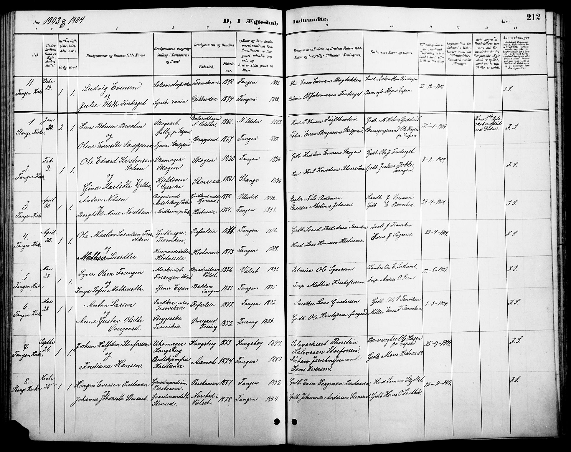 Stange prestekontor, AV/SAH-PREST-002/L/L0011: Parish register (copy) no. 11, 1895-1917, p. 212