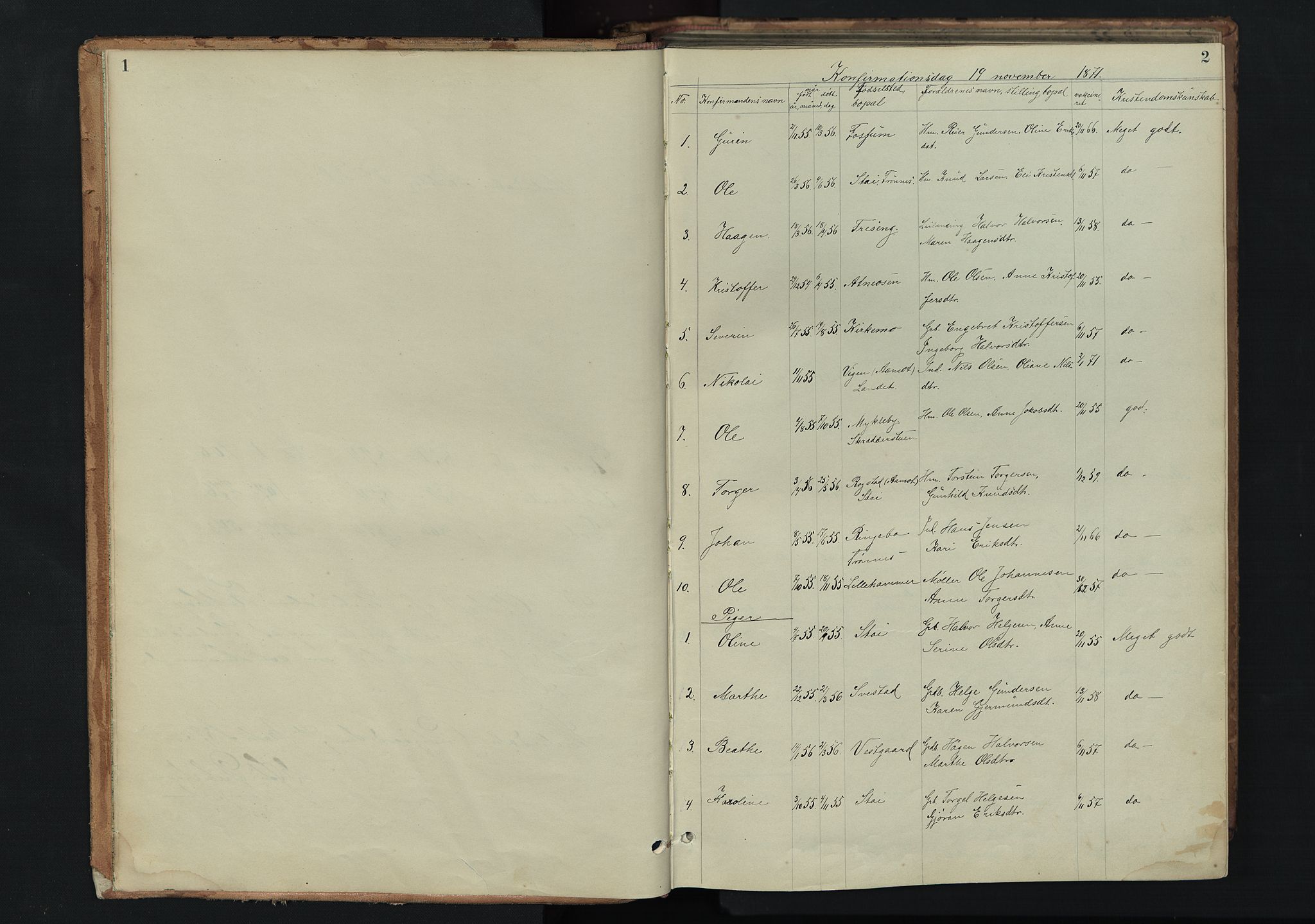 Stor-Elvdal prestekontor, SAH/PREST-052/H/Ha/Hab/L0002: Parish register (copy) no. 2, 1860-1894, p. 1-2