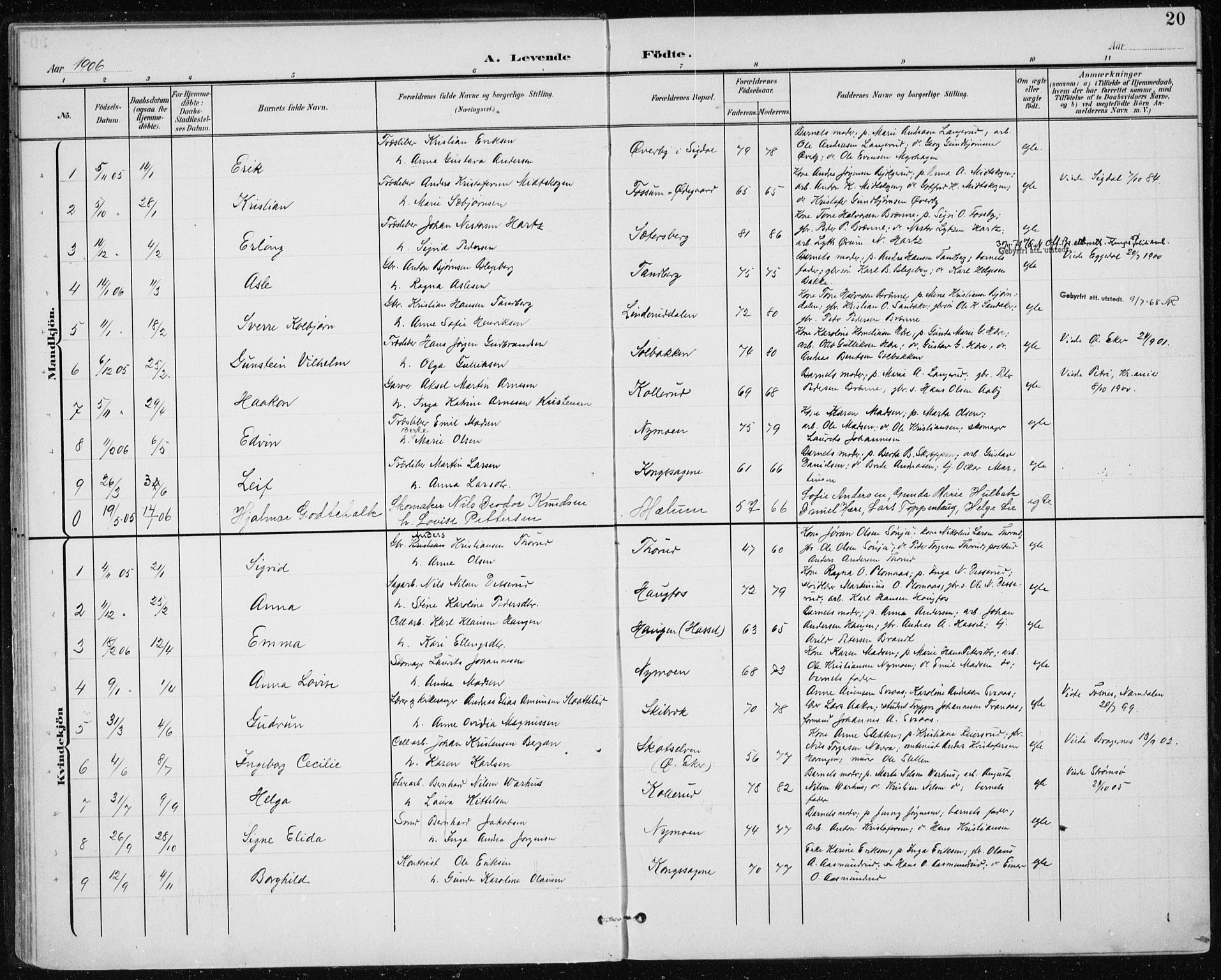 Modum kirkebøker, SAKO/A-234/F/Fa/L0017: Parish register (official) no. 17, 1900-1915, p. 20
