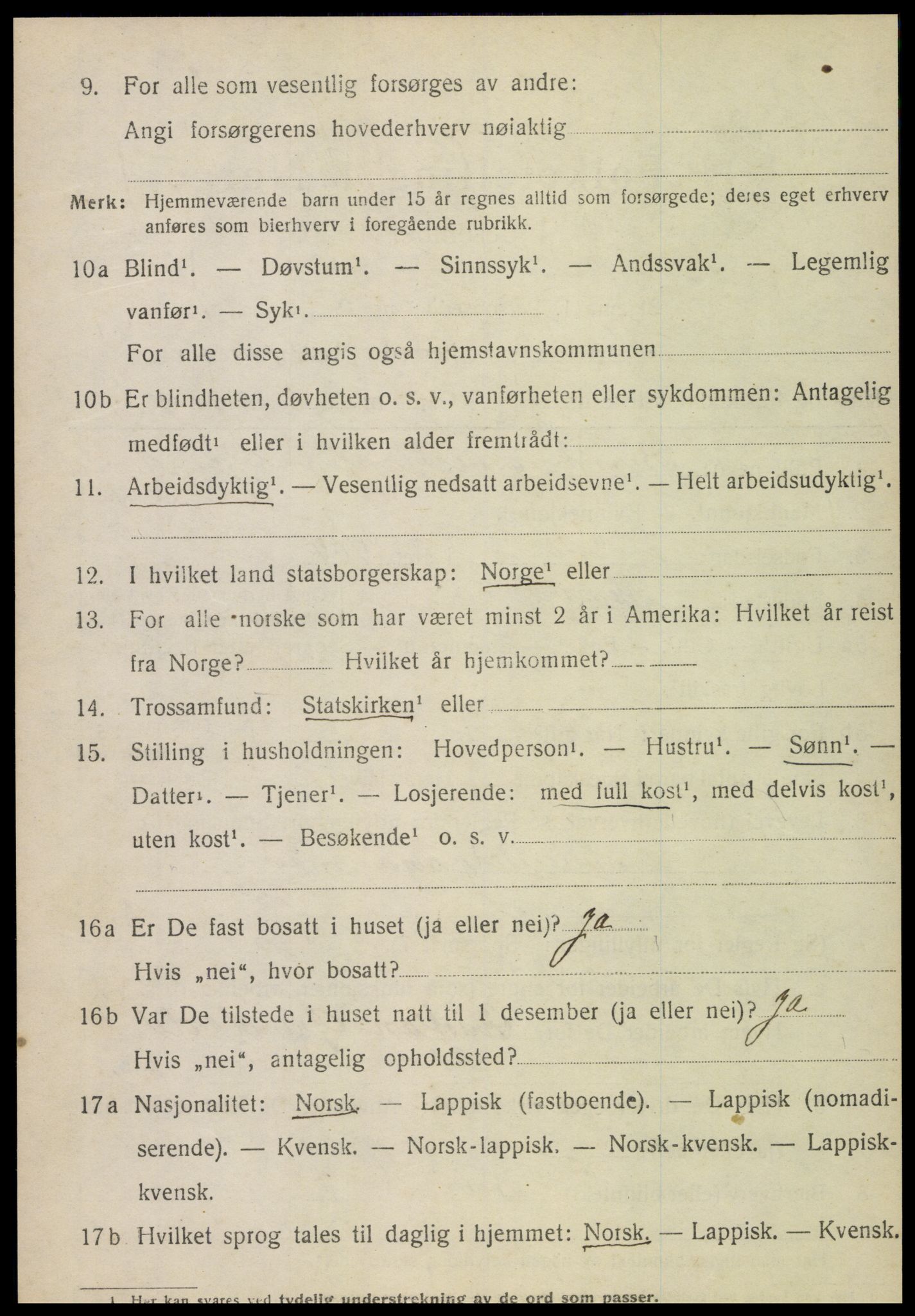 SAT, 1920 census for Mosvik, 1920, p. 383