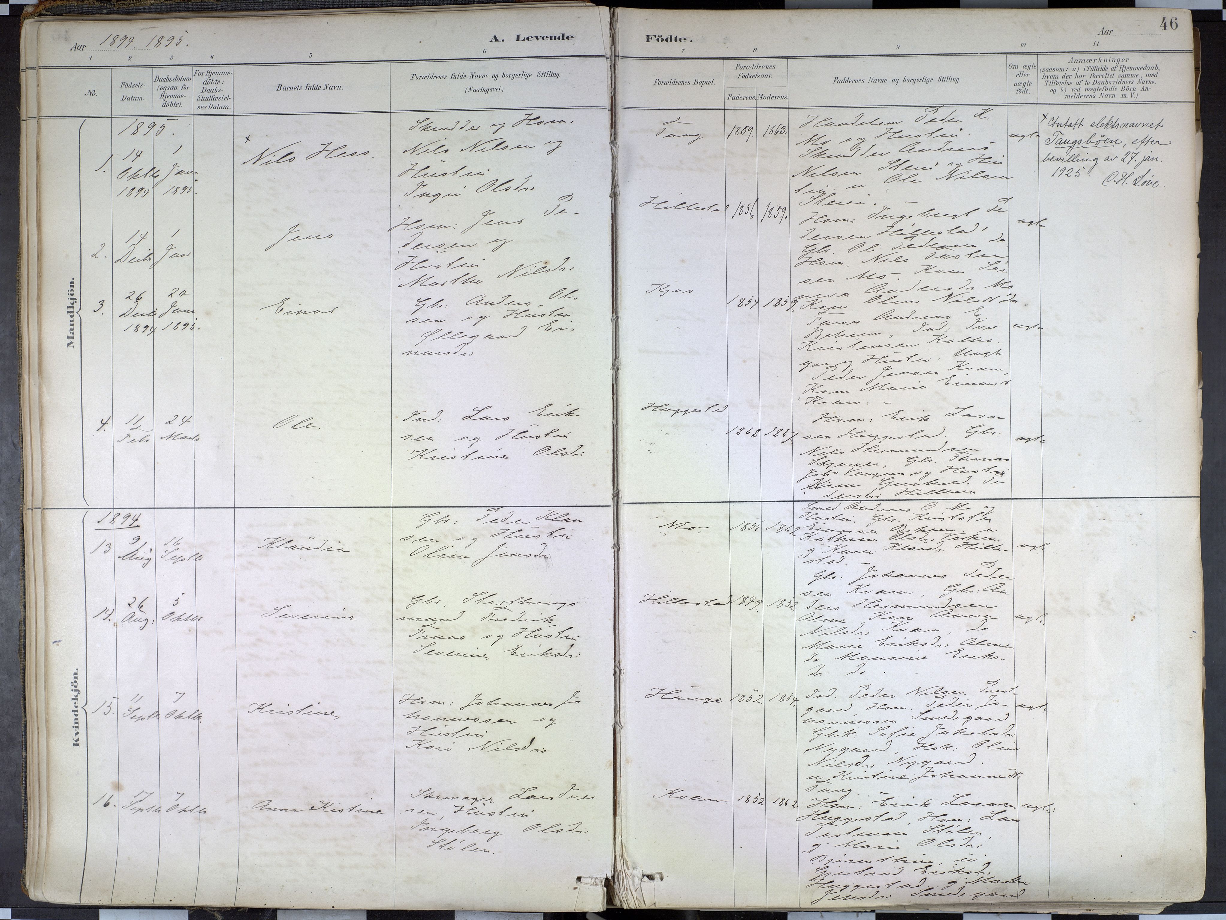 Hafslo sokneprestembete, AV/SAB-A-80301/H/Haa/Haab/L0001: Parish register (official) no. B 1, 1886-1945, p. 46