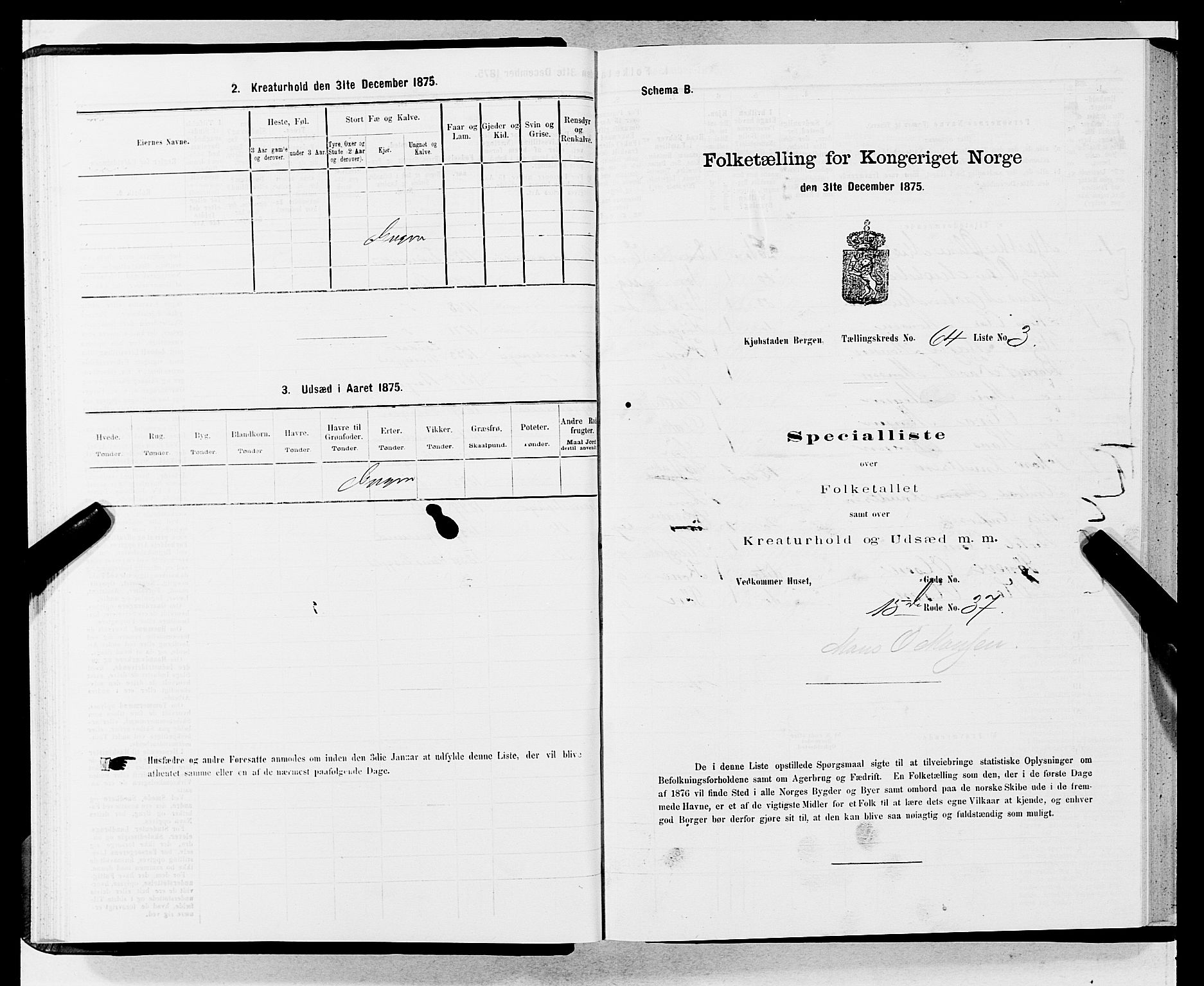 SAB, 1875 census for 1301 Bergen, 1875, p. 3392