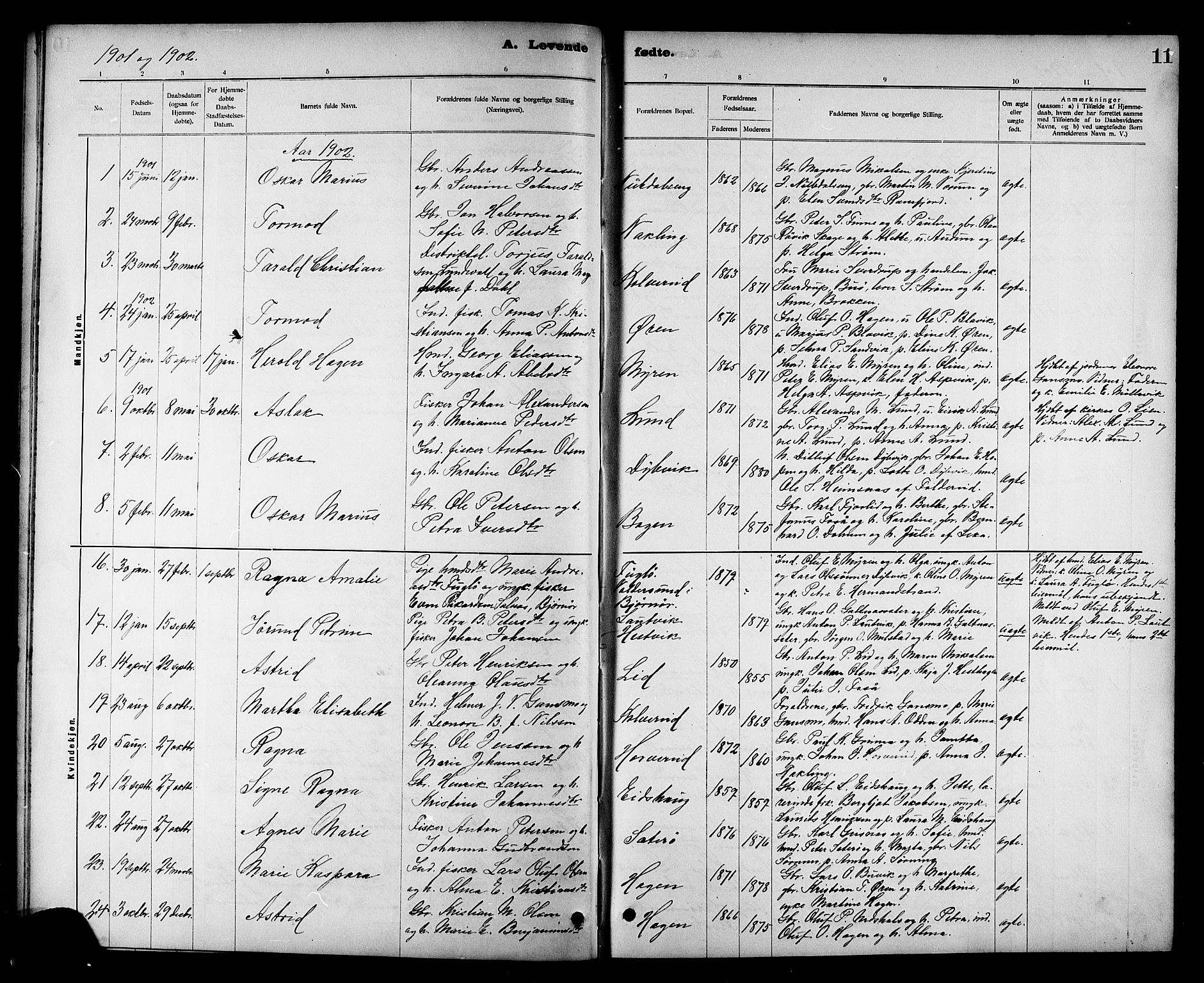 Ministerialprotokoller, klokkerbøker og fødselsregistre - Nord-Trøndelag, SAT/A-1458/780/L0652: Parish register (copy) no. 780C04, 1899-1911, p. 11