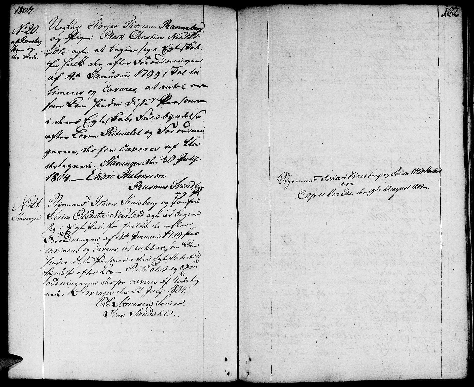 Domkirken sokneprestkontor, SAST/A-101812/001/30/30BA/L0006: Parish register (official) no. A 6, 1783-1815, p. 182