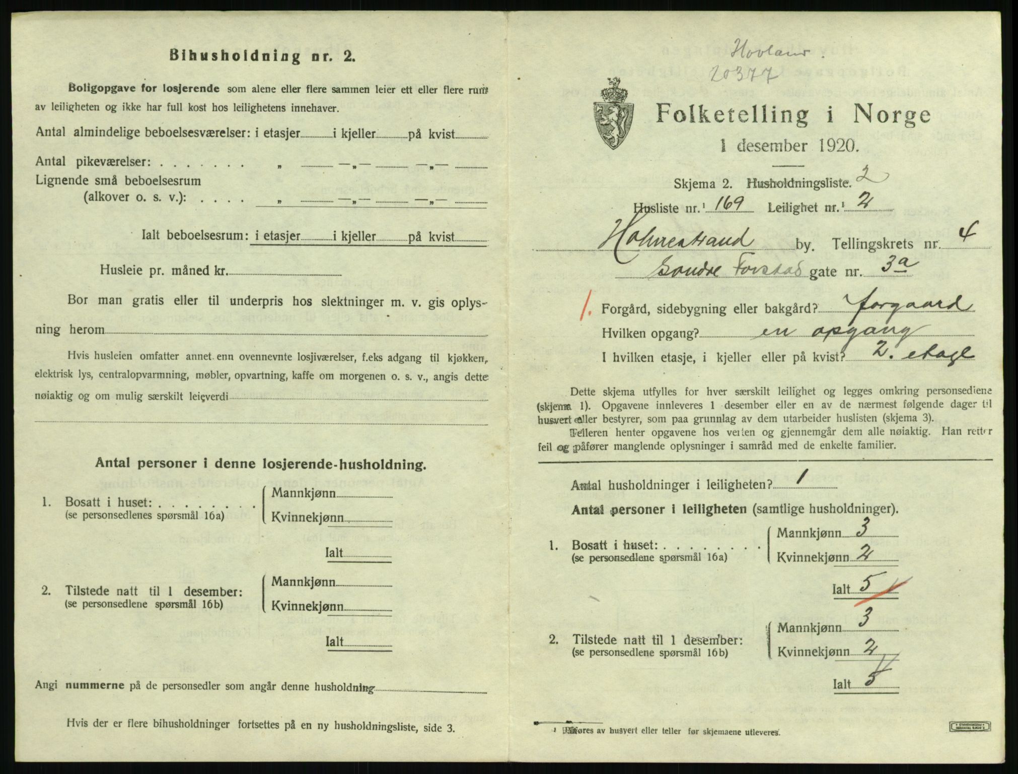 SAKO, 1920 census for Holmestrand, 1920, p. 1452