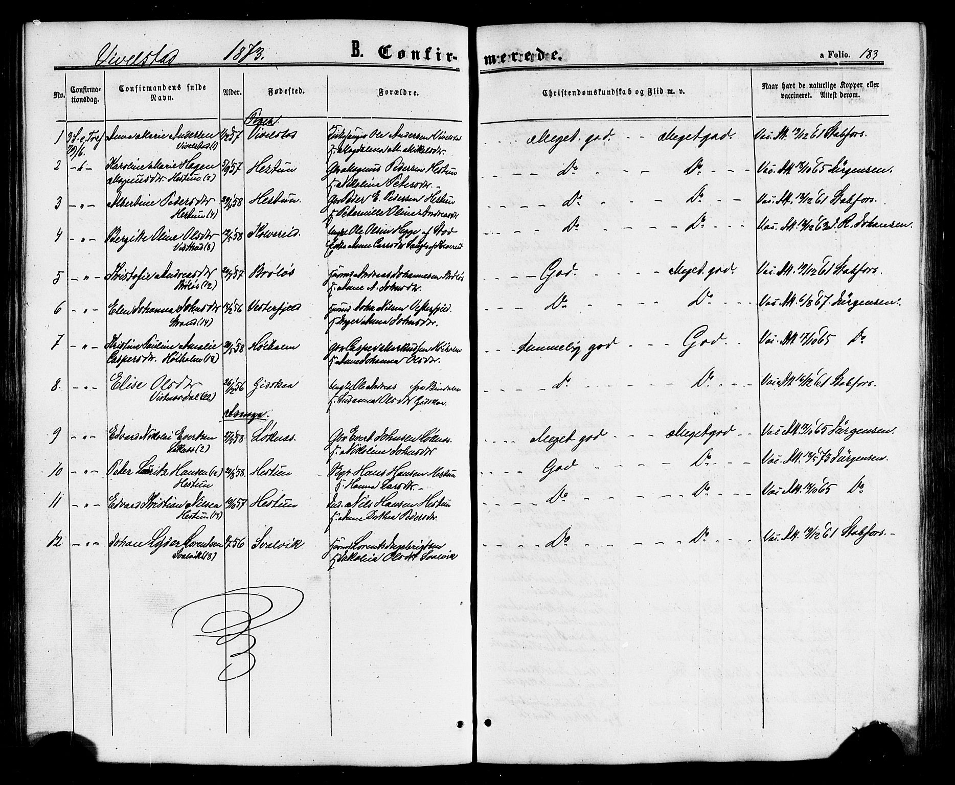 Ministerialprotokoller, klokkerbøker og fødselsregistre - Nordland, AV/SAT-A-1459/817/L0262: Parish register (official) no. 817A03 /2, 1867-1877, p. 183