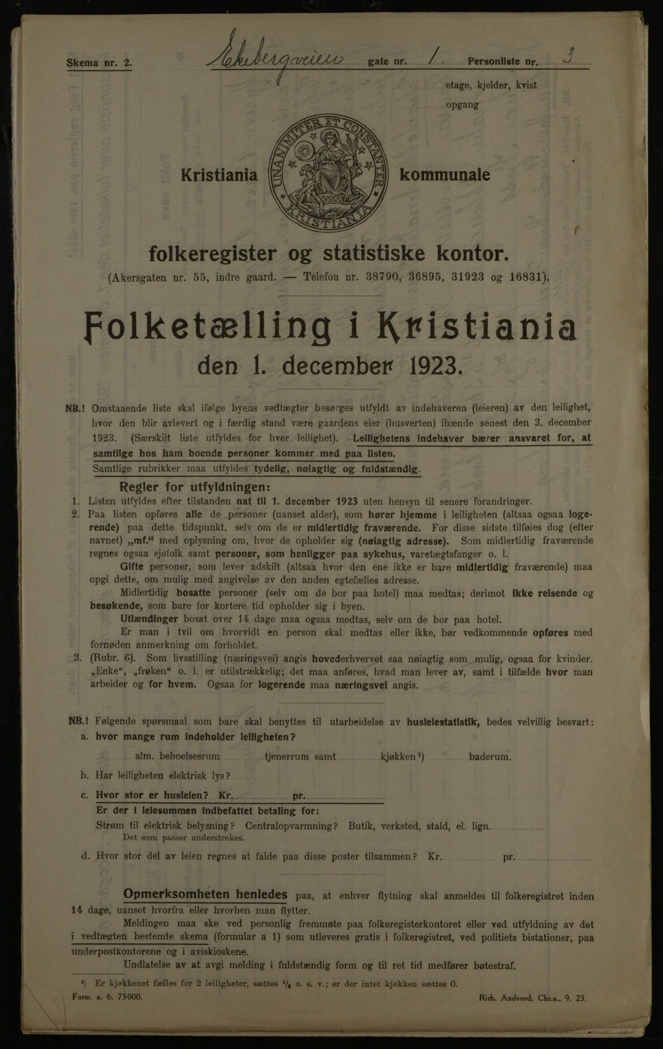 OBA, Municipal Census 1923 for Kristiania, 1923, p. 22417