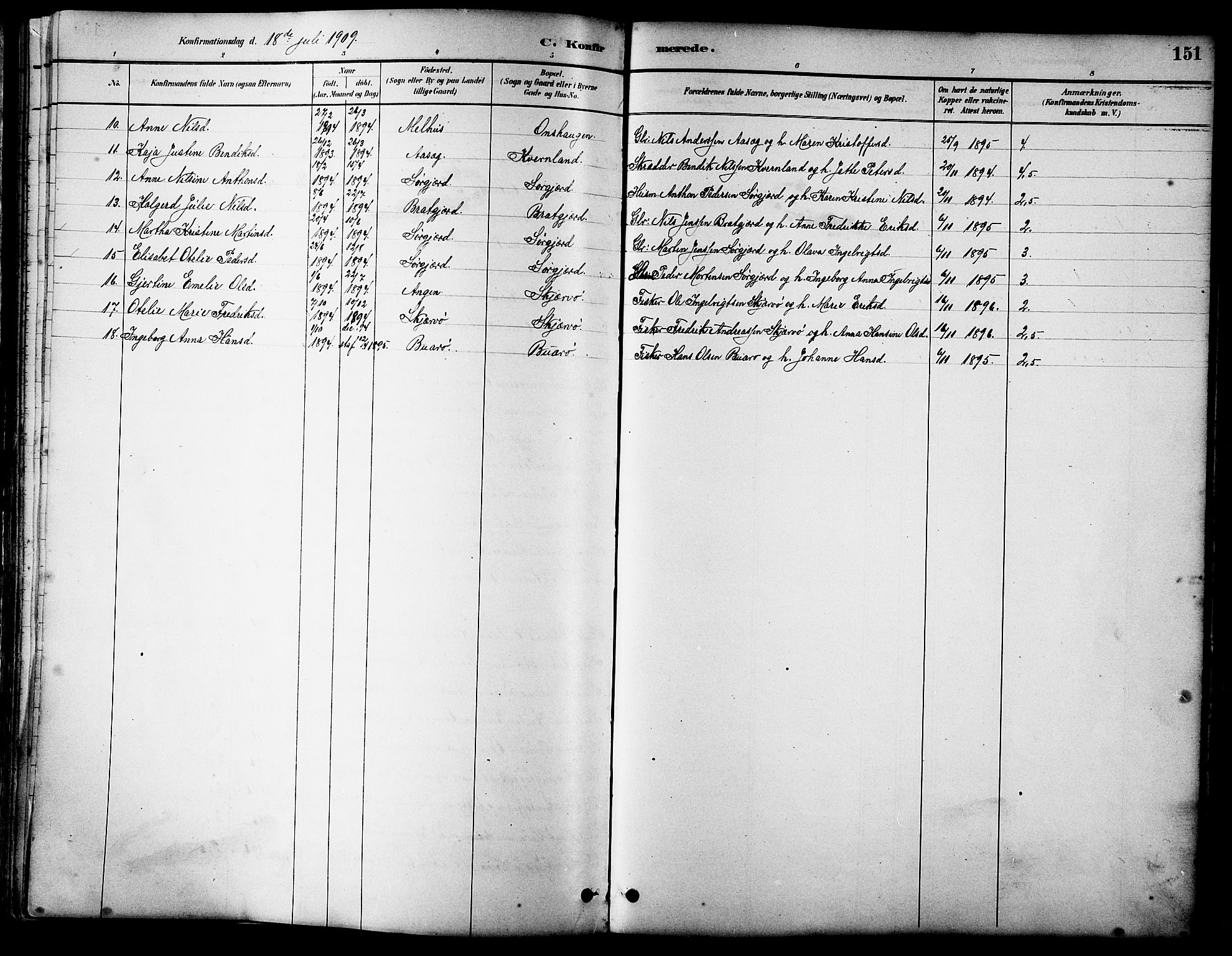 Ministerialprotokoller, klokkerbøker og fødselsregistre - Sør-Trøndelag, SAT/A-1456/658/L0726: Parish register (copy) no. 658C02, 1883-1908, p. 151