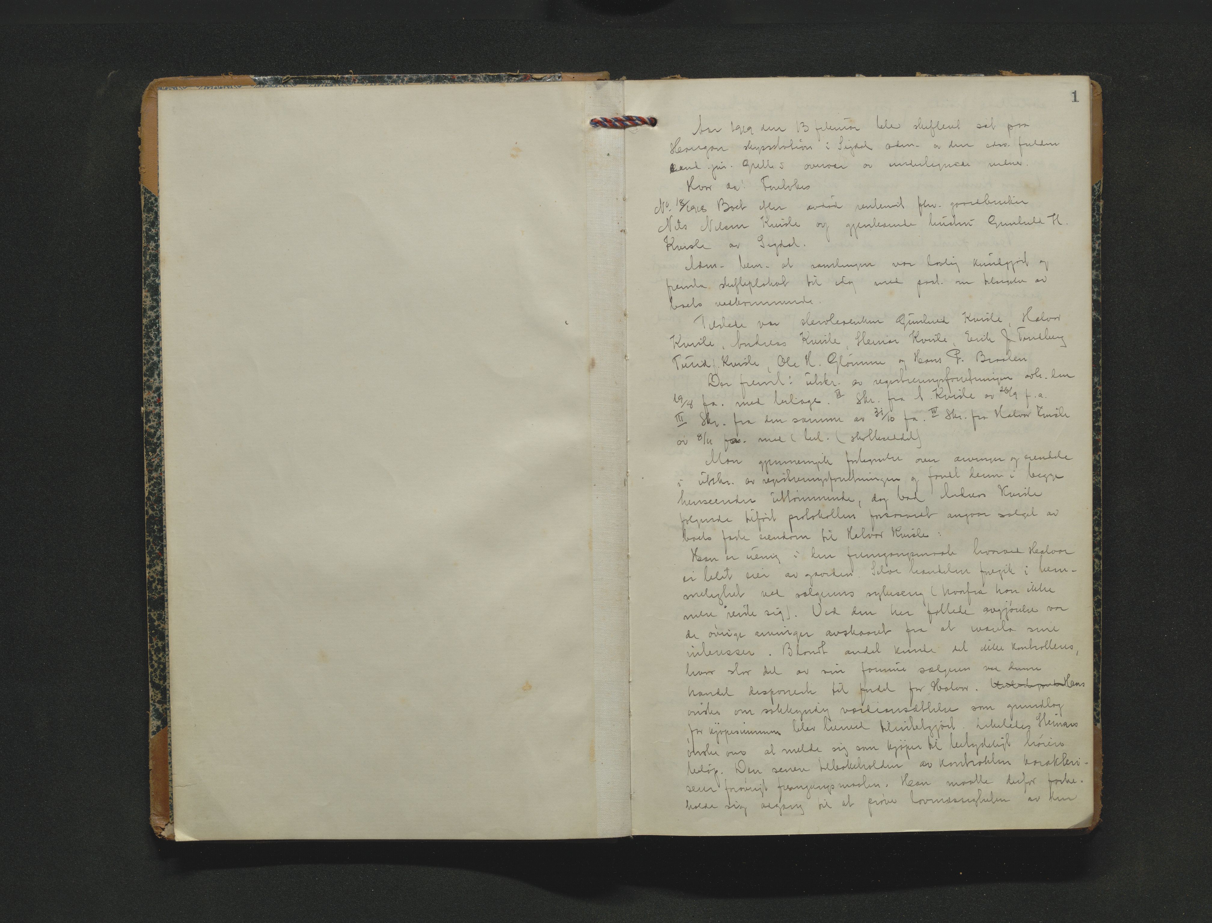 Eiker, Modum og Sigdal sorenskriveri, AV/SAKO-A-123/H/Hb/Hbb/Hbbd/L0009: Registrerings- og forhandlingsprotokoll, 1919-1922, p. 1
