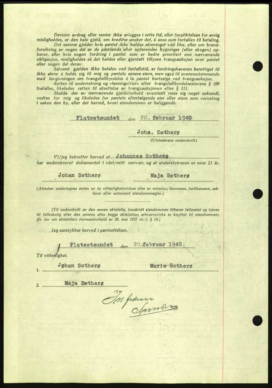 Kristiansund byfogd, AV/SAT-A-4587/A/27: Mortgage book no. 33, 1939-1941, Diary no: : 72/1940