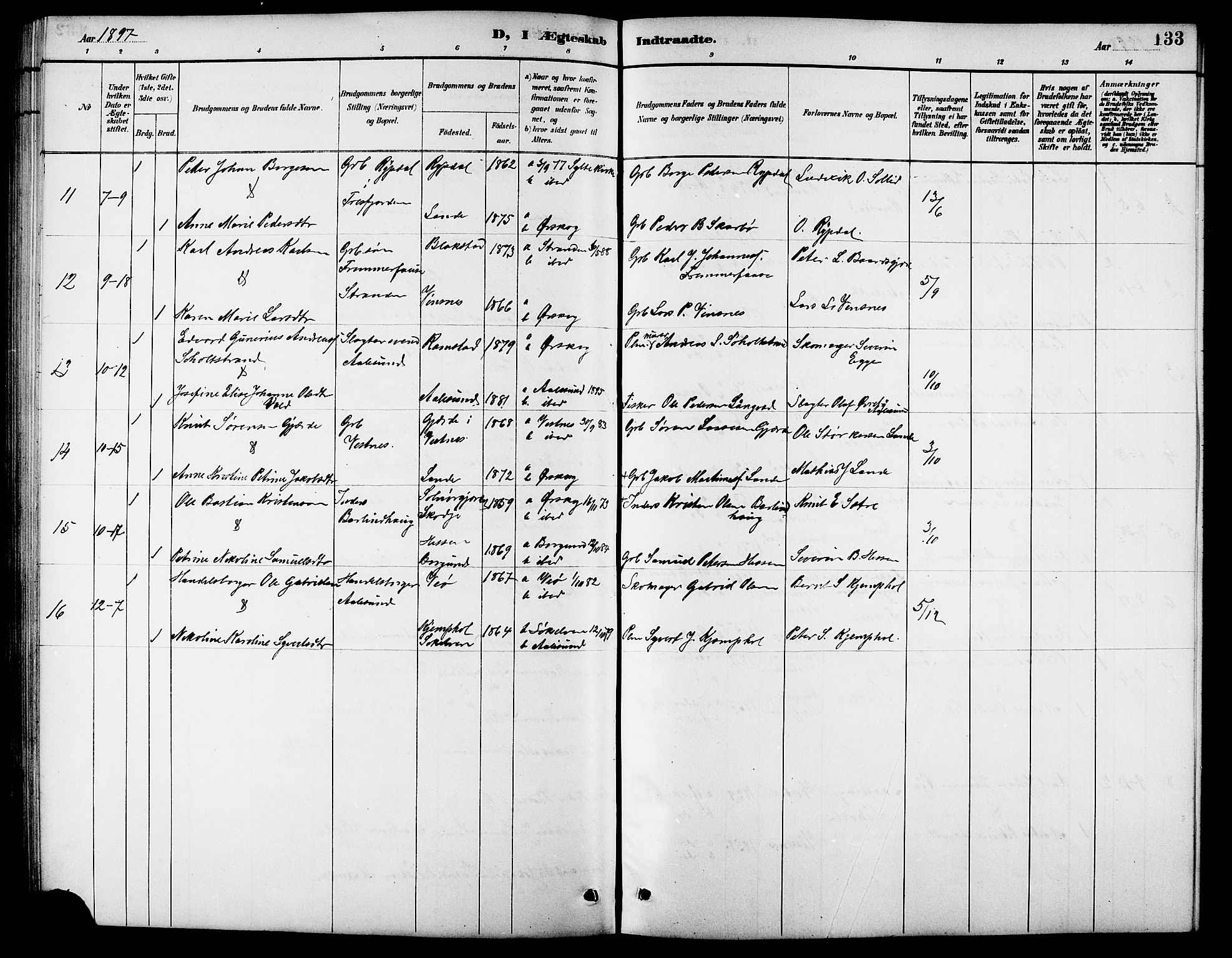 Ministerialprotokoller, klokkerbøker og fødselsregistre - Møre og Romsdal, AV/SAT-A-1454/522/L0327: Parish register (copy) no. 522C06, 1890-1915, p. 133