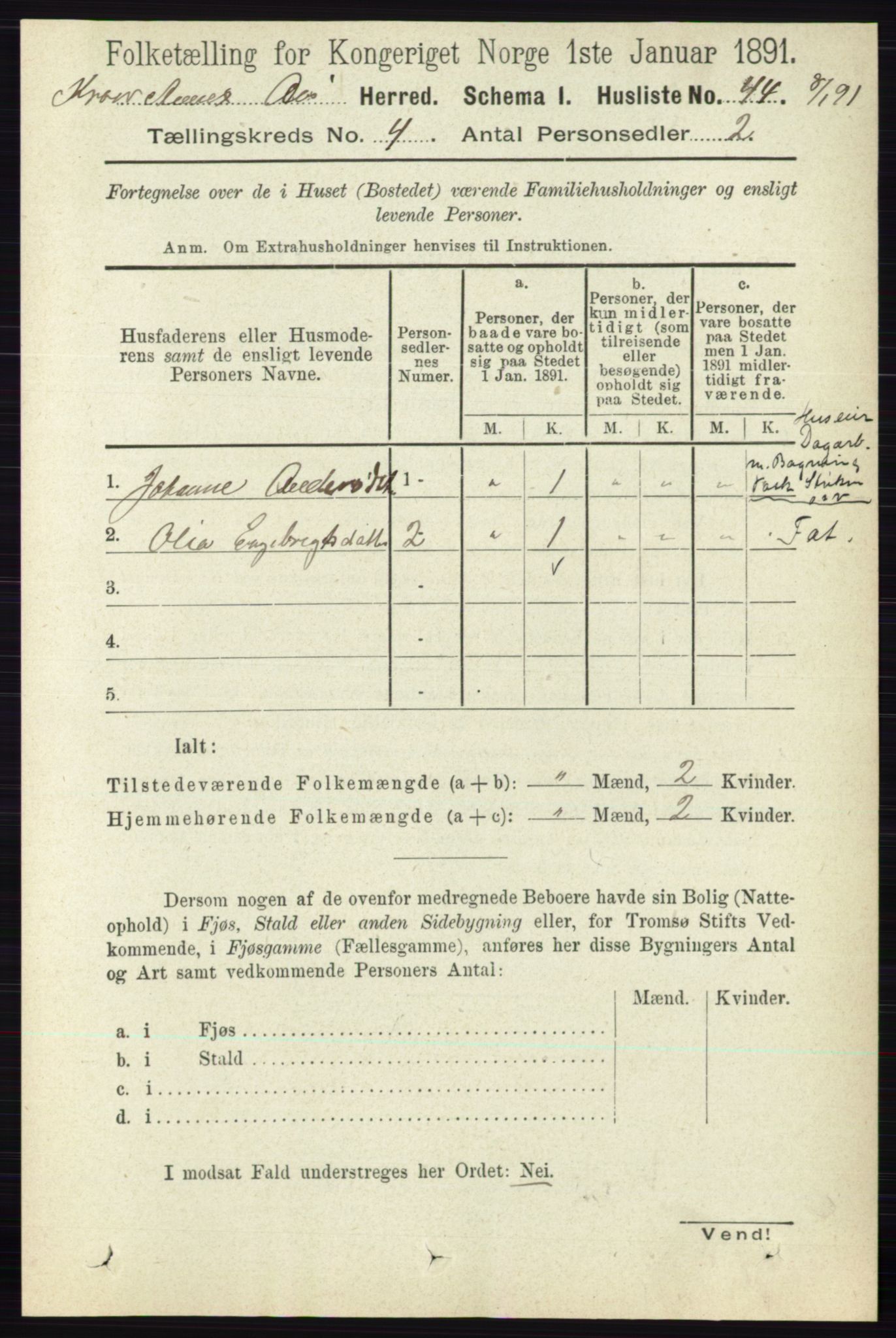 RA, 1891 census for 0214 Ås, 1891, p. 3026