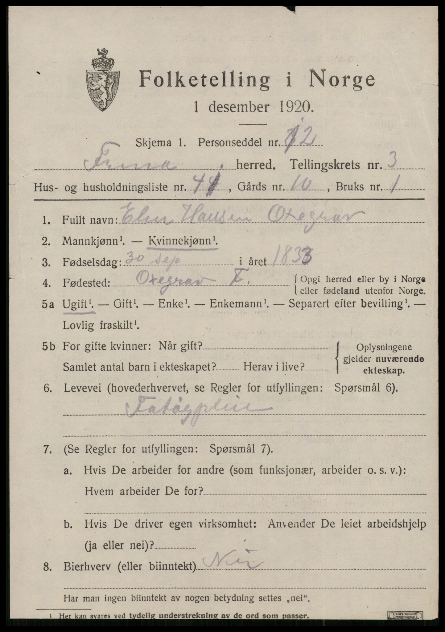 SAT, 1920 census for Fræna, 1920, p. 2775