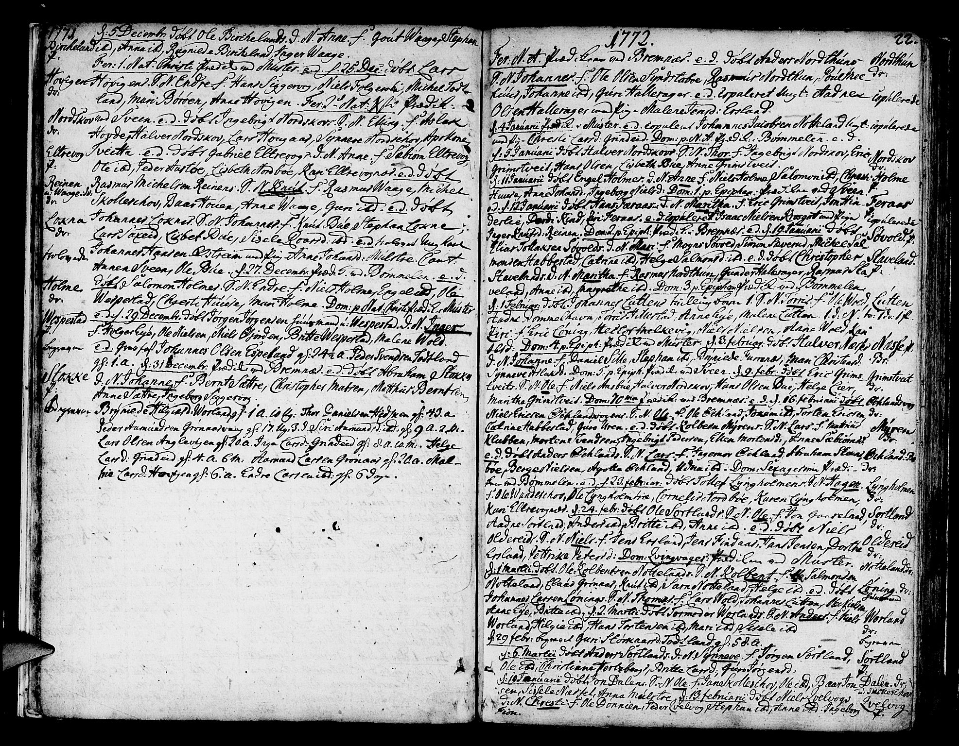 Finnås sokneprestembete, SAB/A-99925/H/Ha/Haa/Haaa/L0003: Parish register (official) no. A 3, 1765-1803, p. 22