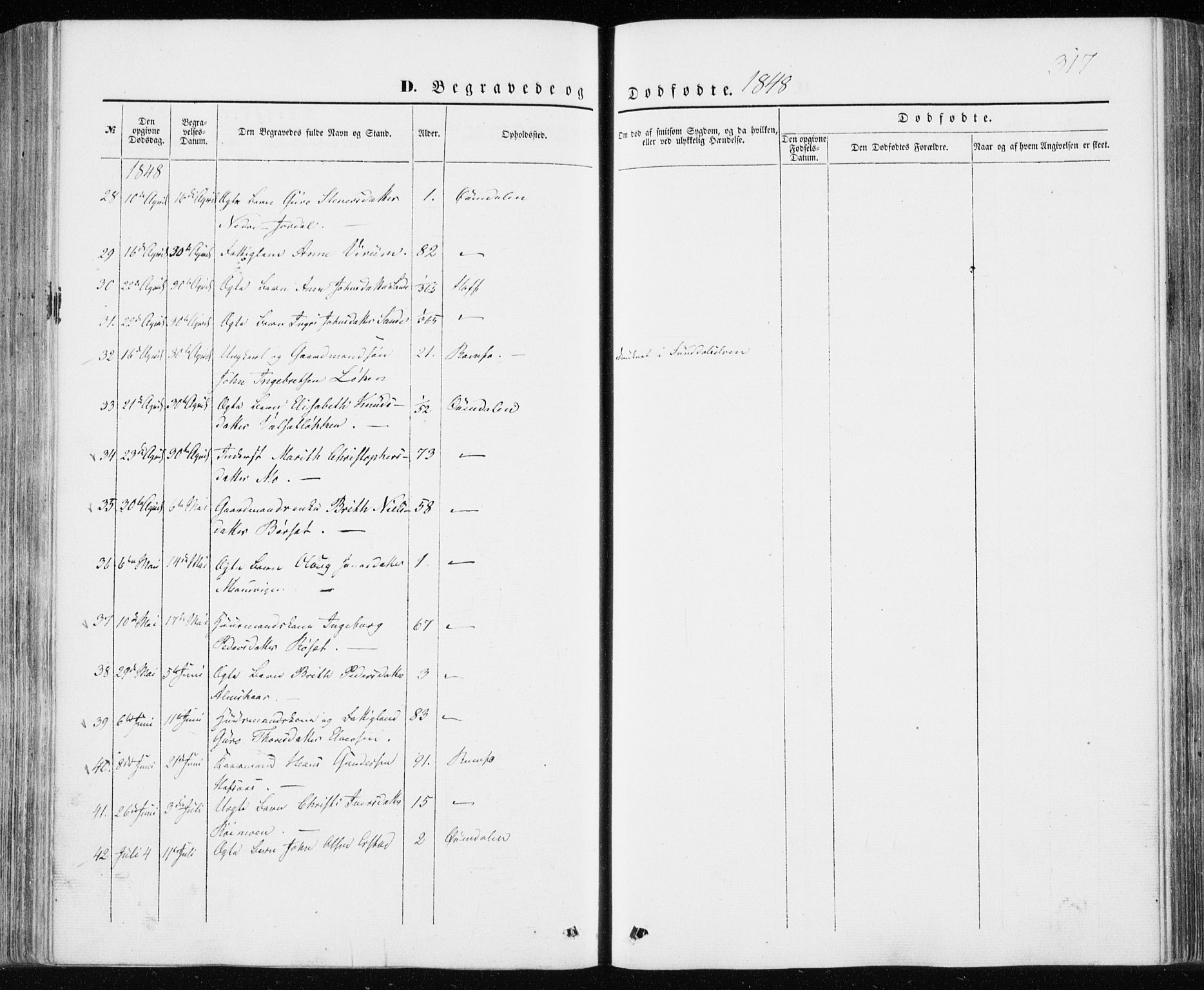 Ministerialprotokoller, klokkerbøker og fødselsregistre - Møre og Romsdal, AV/SAT-A-1454/590/L1013: Parish register (official) no. 590A05, 1847-1877, p. 317