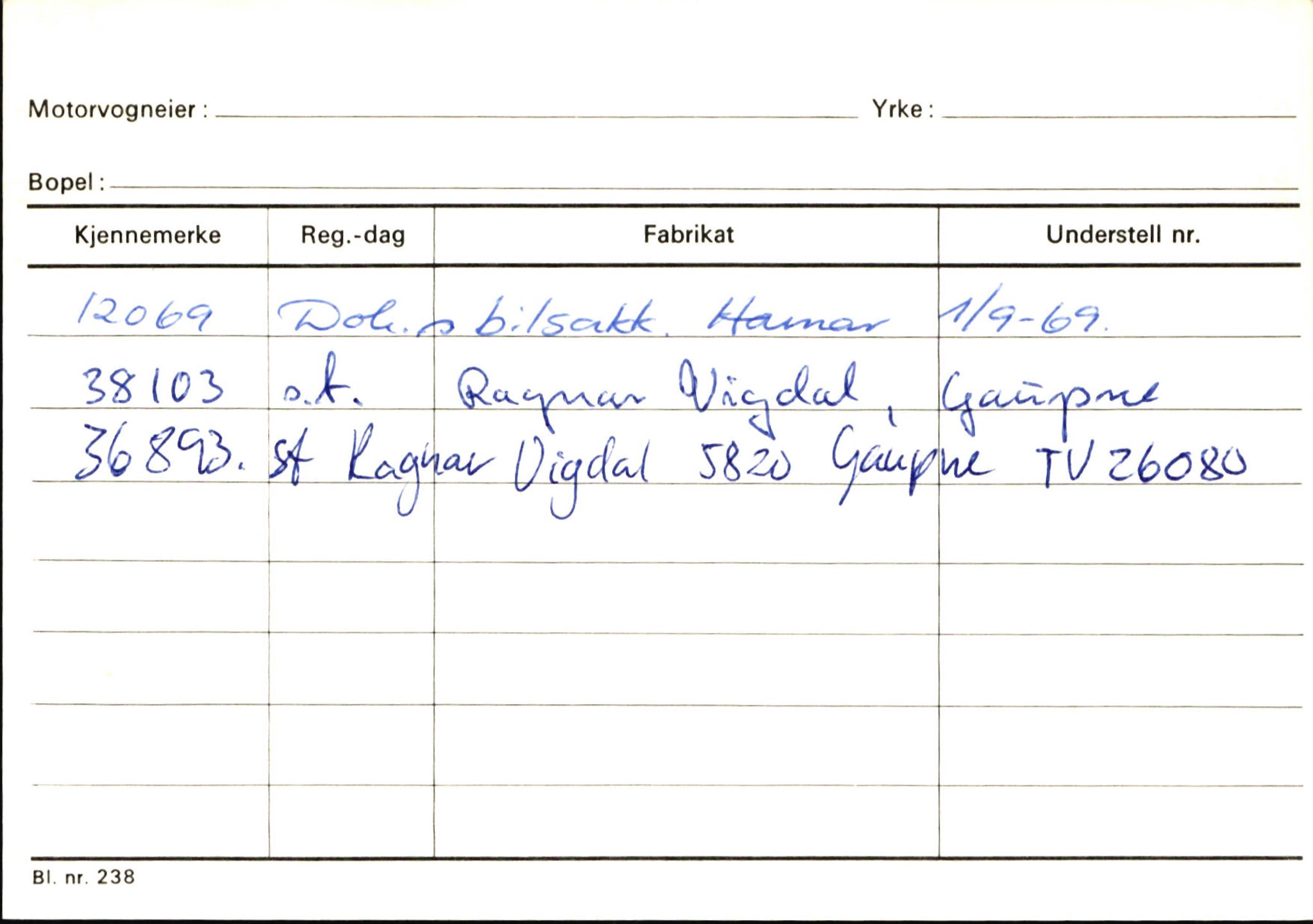 Statens vegvesen, Sogn og Fjordane vegkontor, AV/SAB-A-5301/4/F/L0146: Registerkort Årdal R-Å samt diverse kort, 1945-1975, p. 377