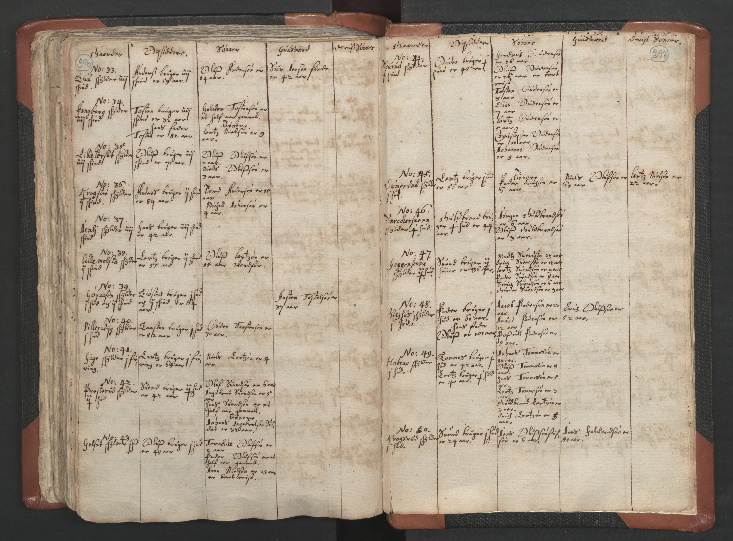 RA, Vicar's Census 1664-1666, no. 5: Hedmark deanery, 1664-1666, p. 396-397