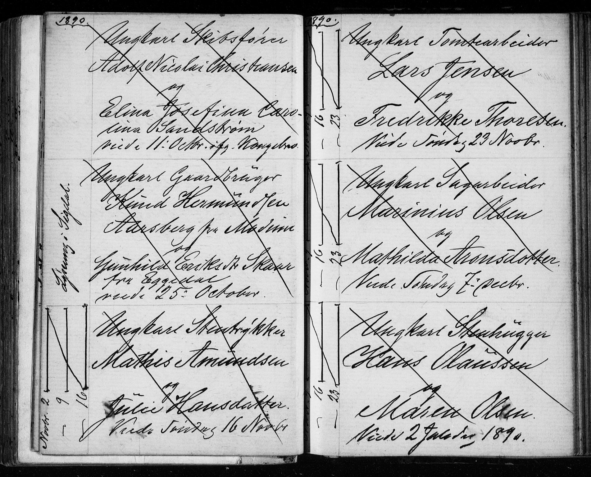 Bragernes kirkebøker, AV/SAKO-A-6/H/Ha/L0006: Banns register no. 6, 1873-1896