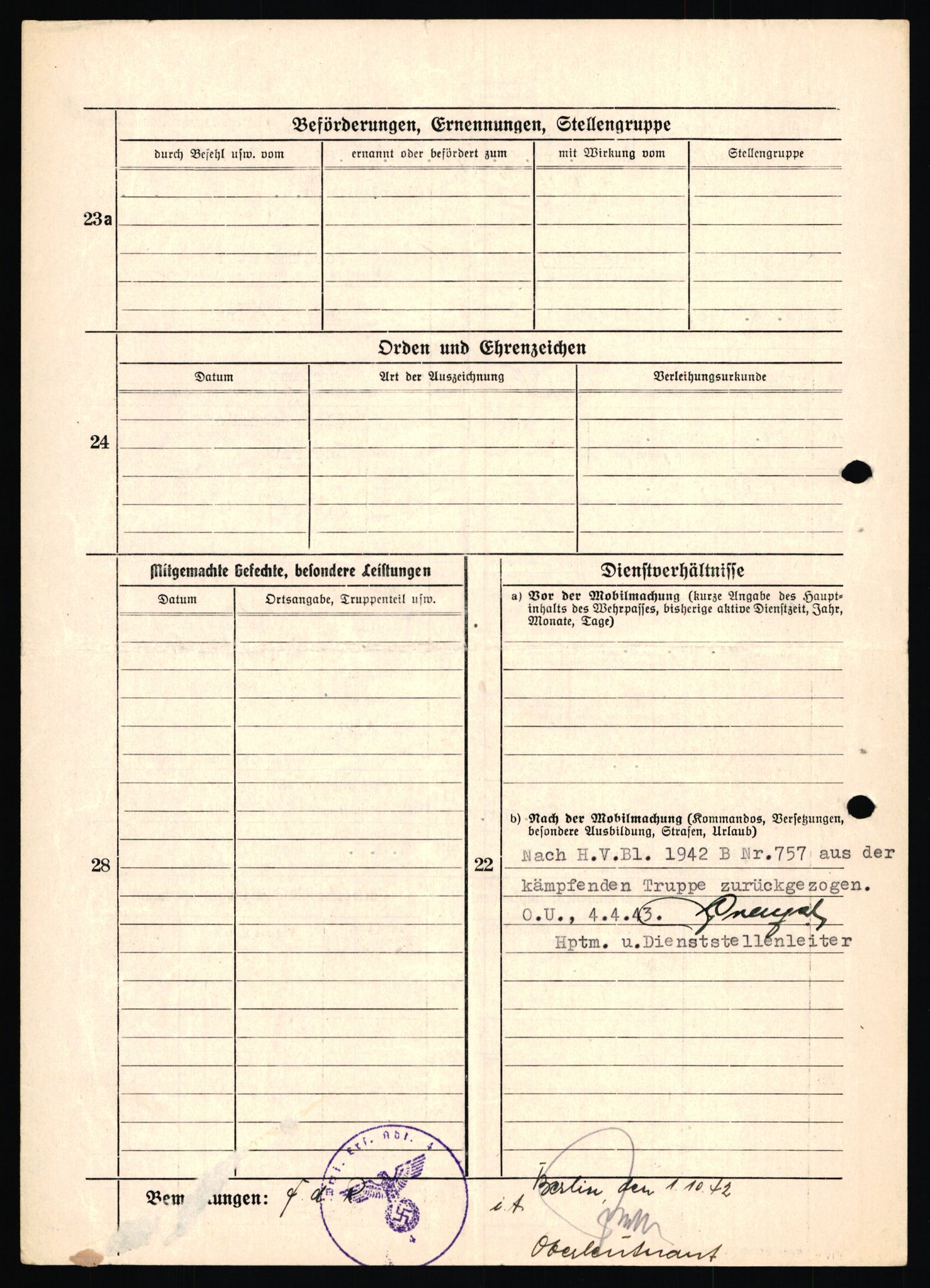 Forsvarets Overkommando. 2 kontor. Arkiv 11.4. Spredte tyske arkivsaker, AV/RA-RAFA-7031/D/Dar/Dara/L0019: Personalbøker og diverse, 1940-1945, p. 539