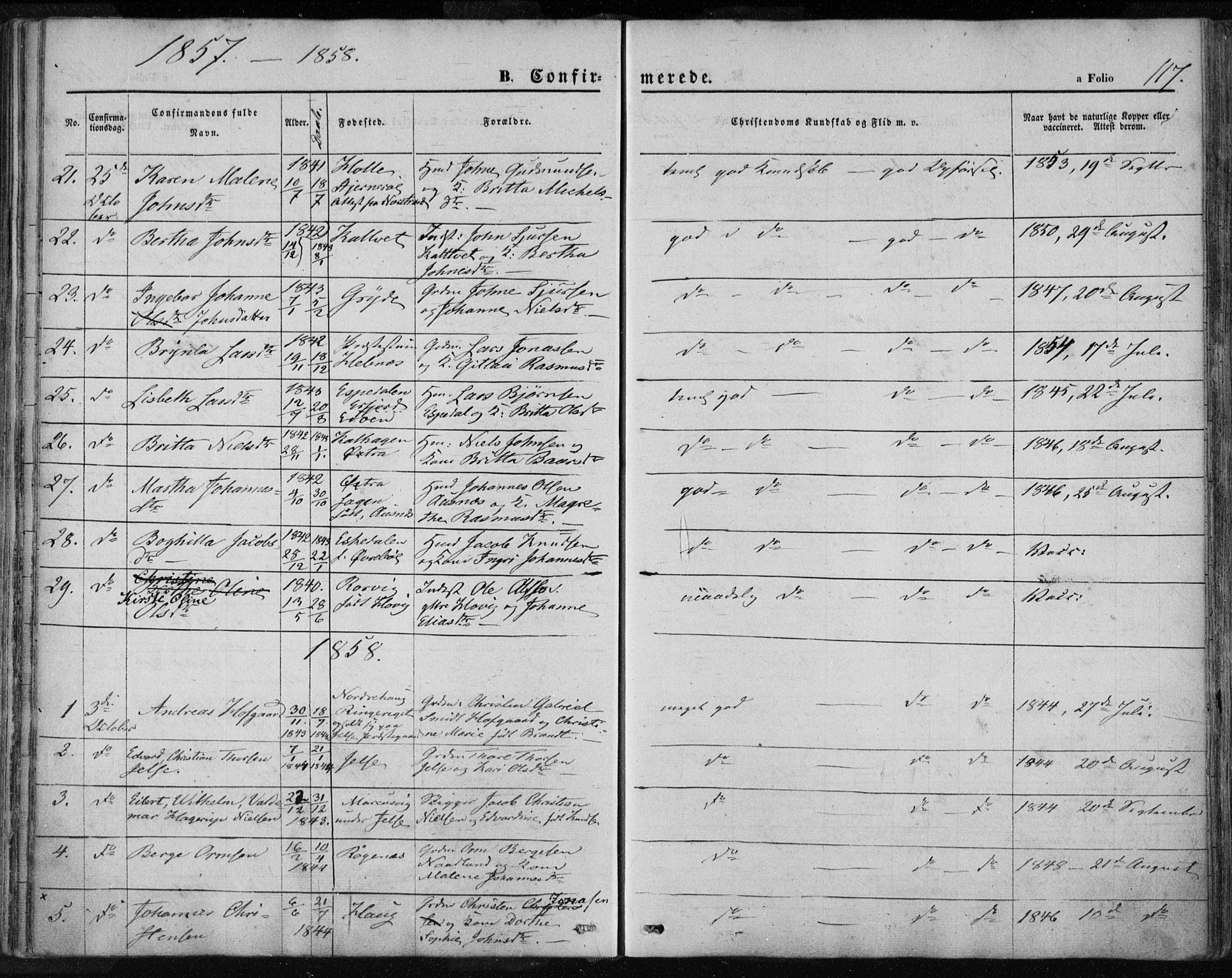 Jelsa sokneprestkontor, SAST/A-101842/01/IV: Parish register (official) no. A 7, 1854-1866, p. 117