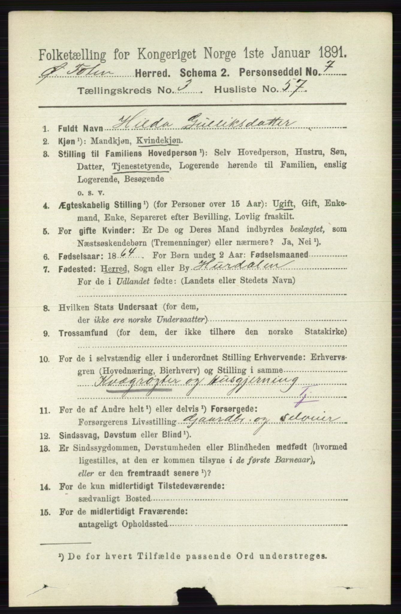 RA, 1891 census for 0528 Østre Toten, 1891, p. 1900