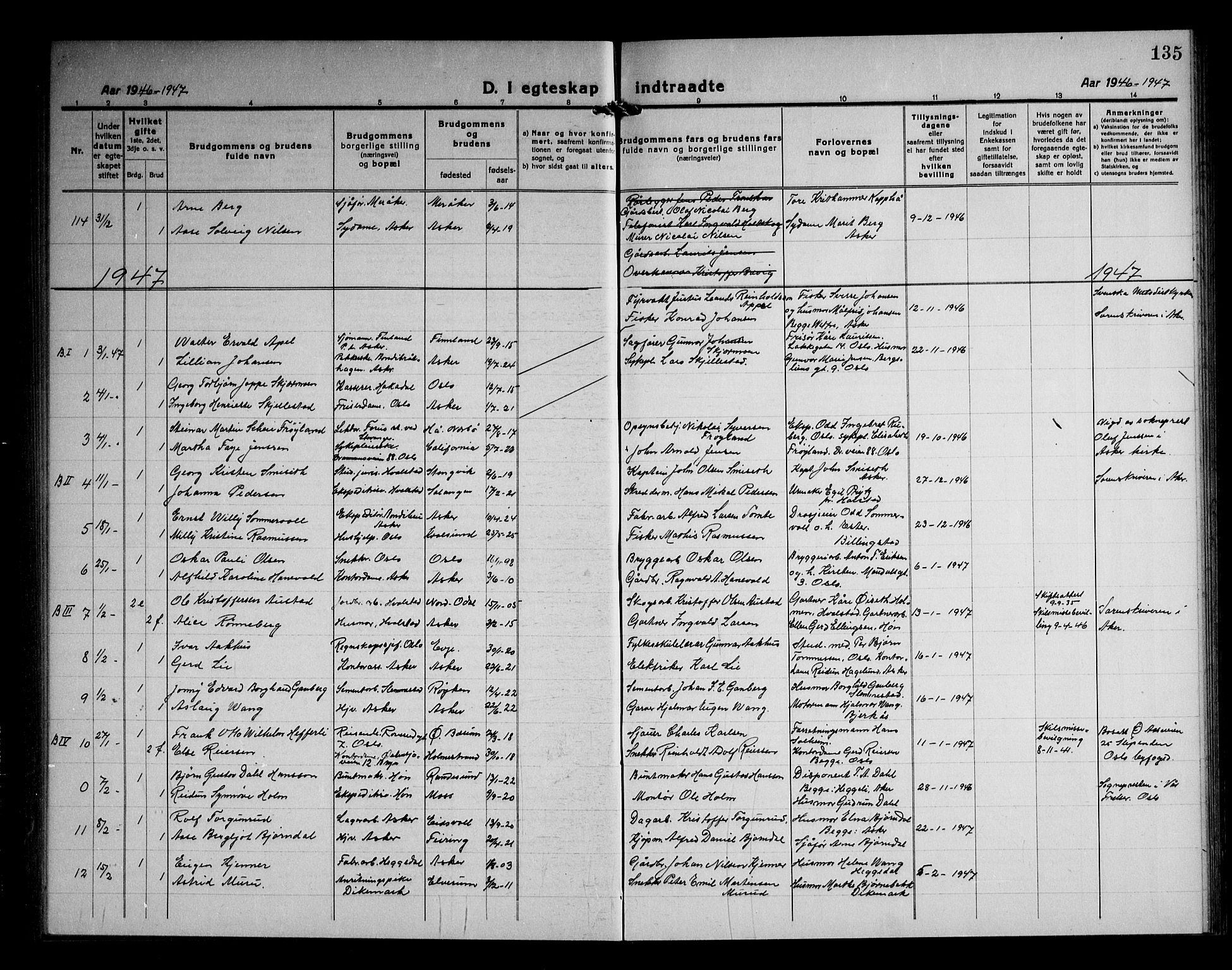 Asker prestekontor Kirkebøker, SAO/A-10256a/F/Fa/L0020: Parish register (official) no. I 20, 1918-1948, p. 135