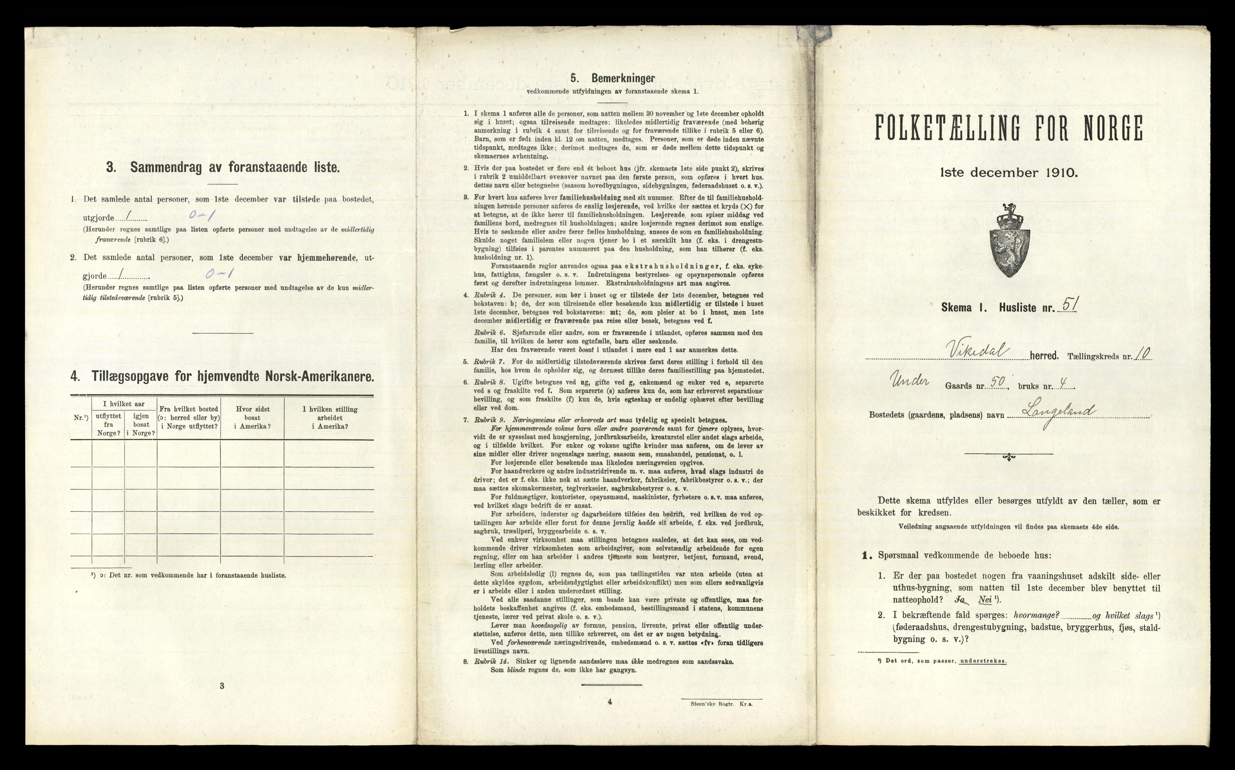 RA, 1910 census for Vikedal, 1910, p. 729