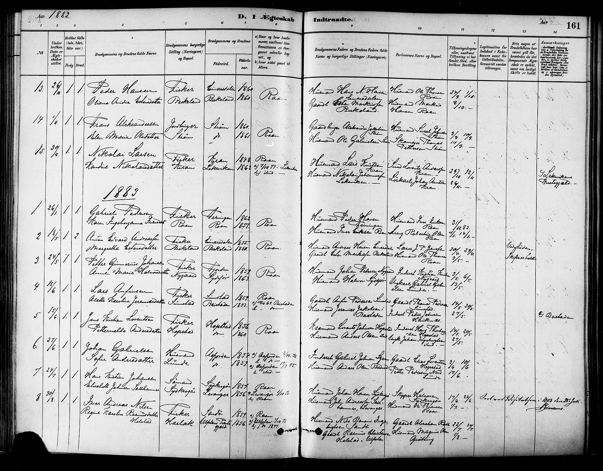 Ministerialprotokoller, klokkerbøker og fødselsregistre - Sør-Trøndelag, AV/SAT-A-1456/657/L0707: Parish register (official) no. 657A08, 1879-1893, p. 161