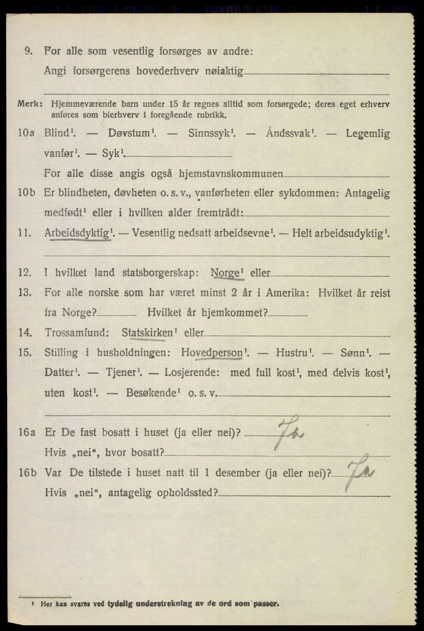 SAH, 1920 census for Ringebu, 1920, p. 2658