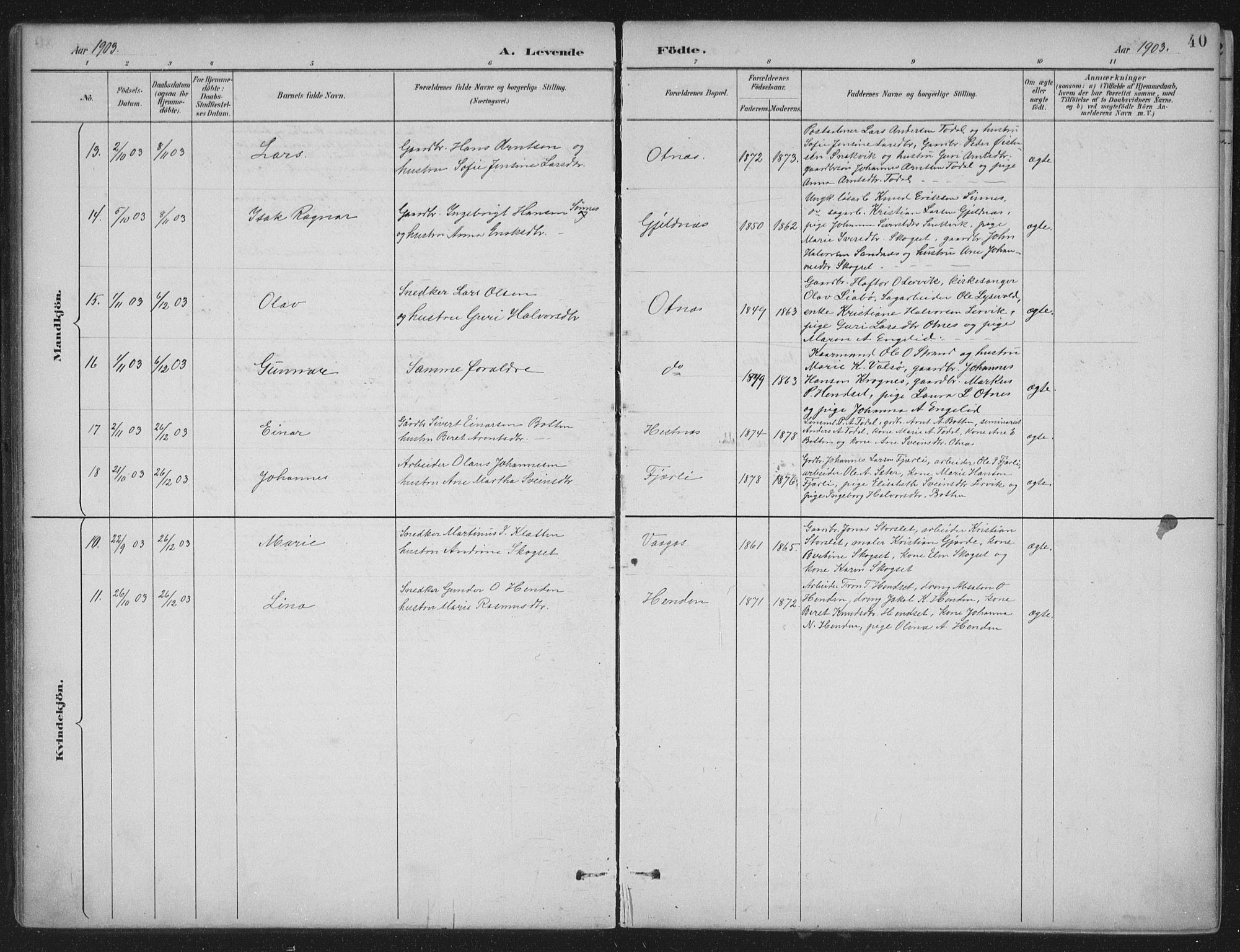 Ministerialprotokoller, klokkerbøker og fødselsregistre - Møre og Romsdal, AV/SAT-A-1454/580/L0925: Parish register (official) no. 580A02, 1888-1913, p. 40