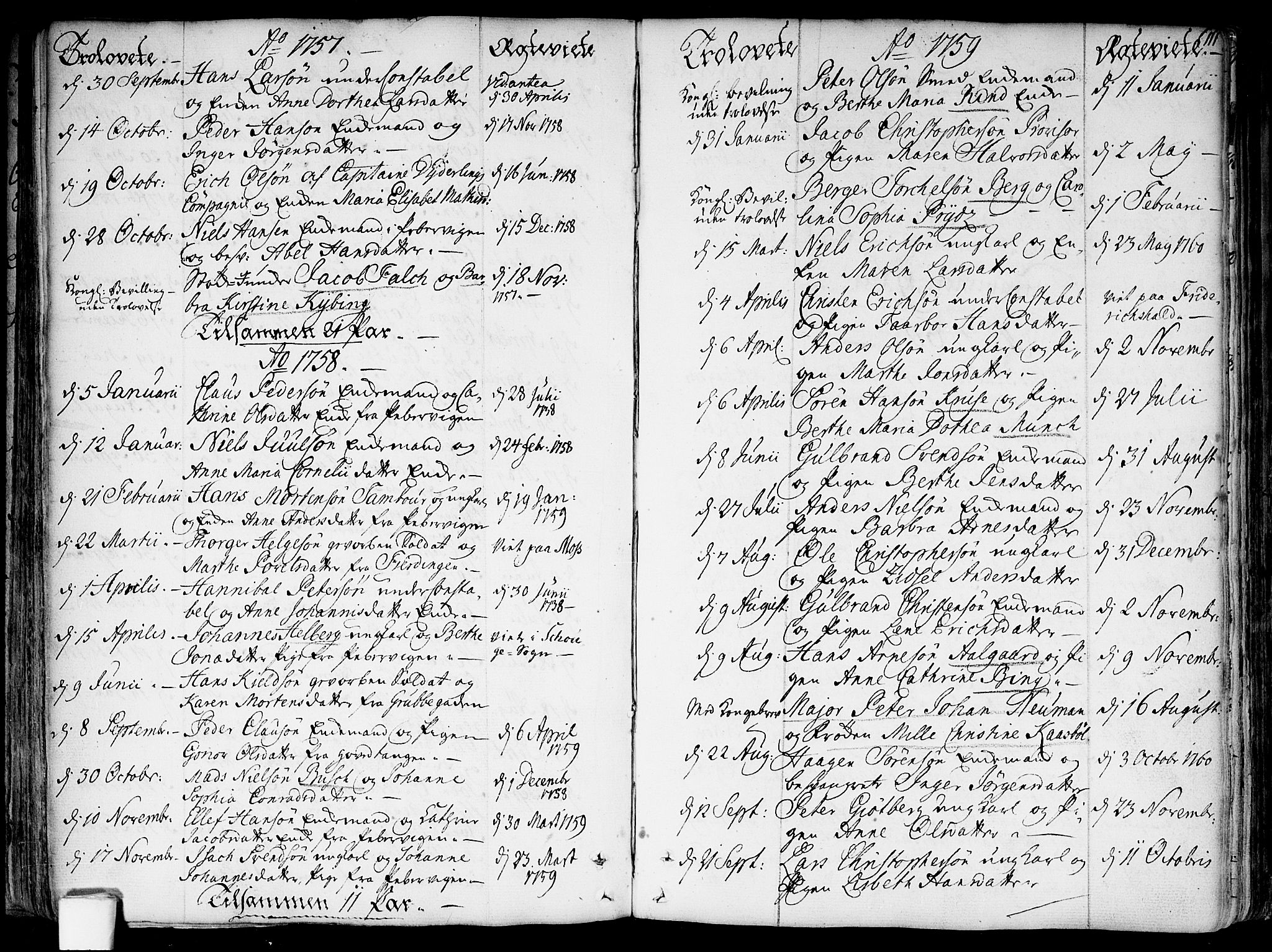 Garnisonsmenigheten Kirkebøker, SAO/A-10846/F/Fa/L0002: Parish register (official) no. 2, 1757-1776, p. 111