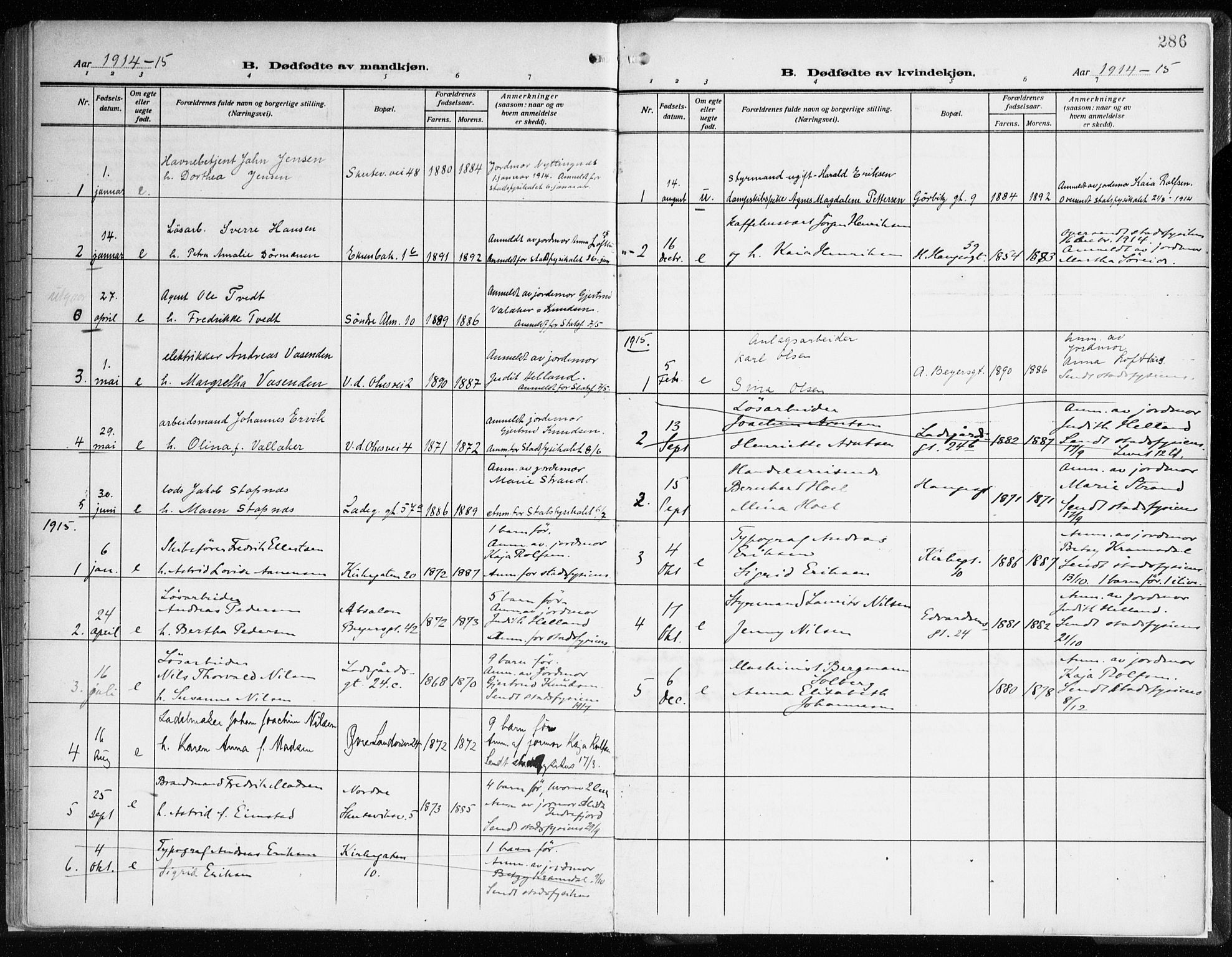 Sandviken Sokneprestembete, SAB/A-77601/H/Ha/L0007: Parish register (official) no. B 4, 1912-1924, p. 286