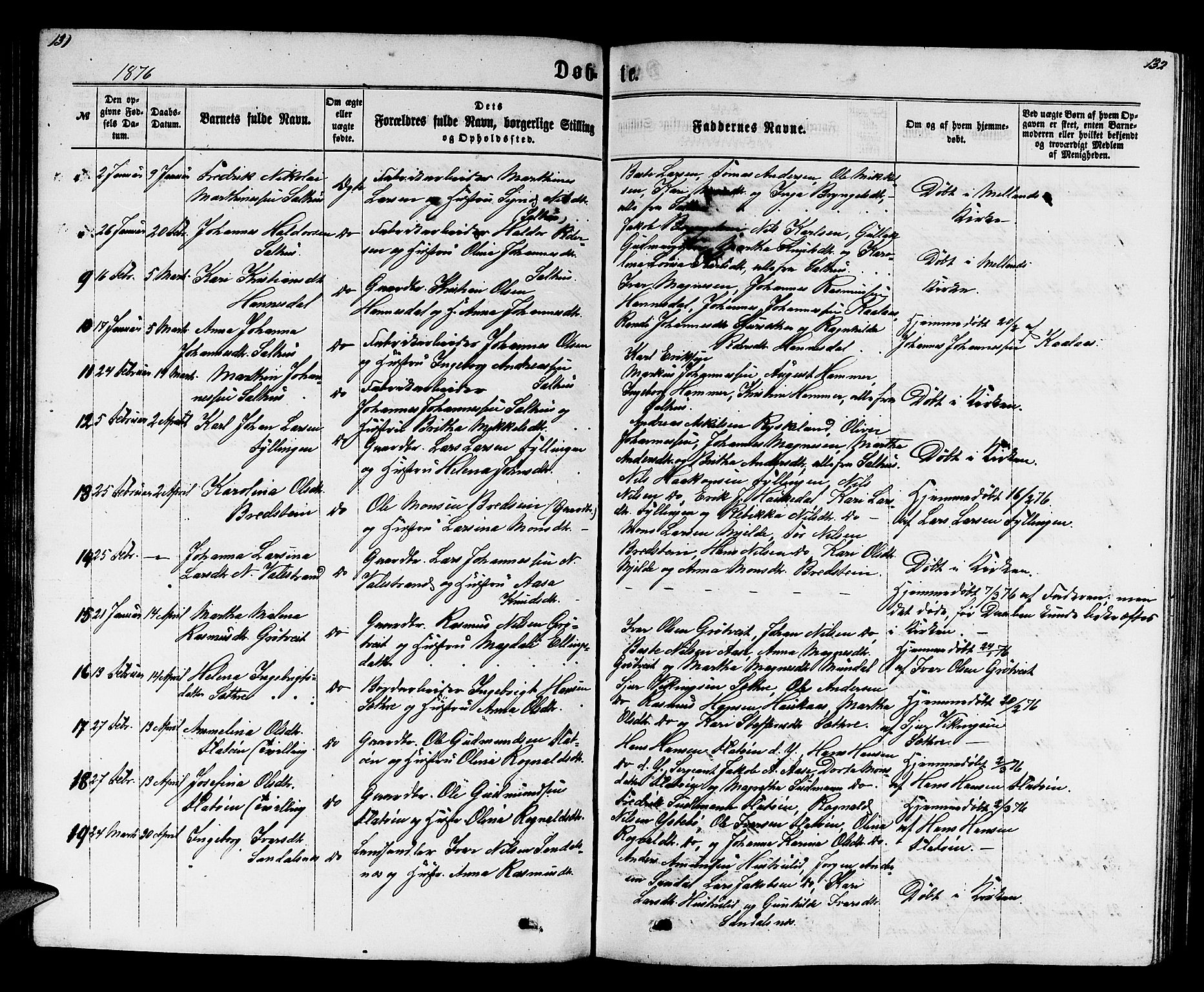 Hamre sokneprestembete, SAB/A-75501/H/Ha/Hab: Parish register (copy) no. B 2, 1863-1880, p. 131-132