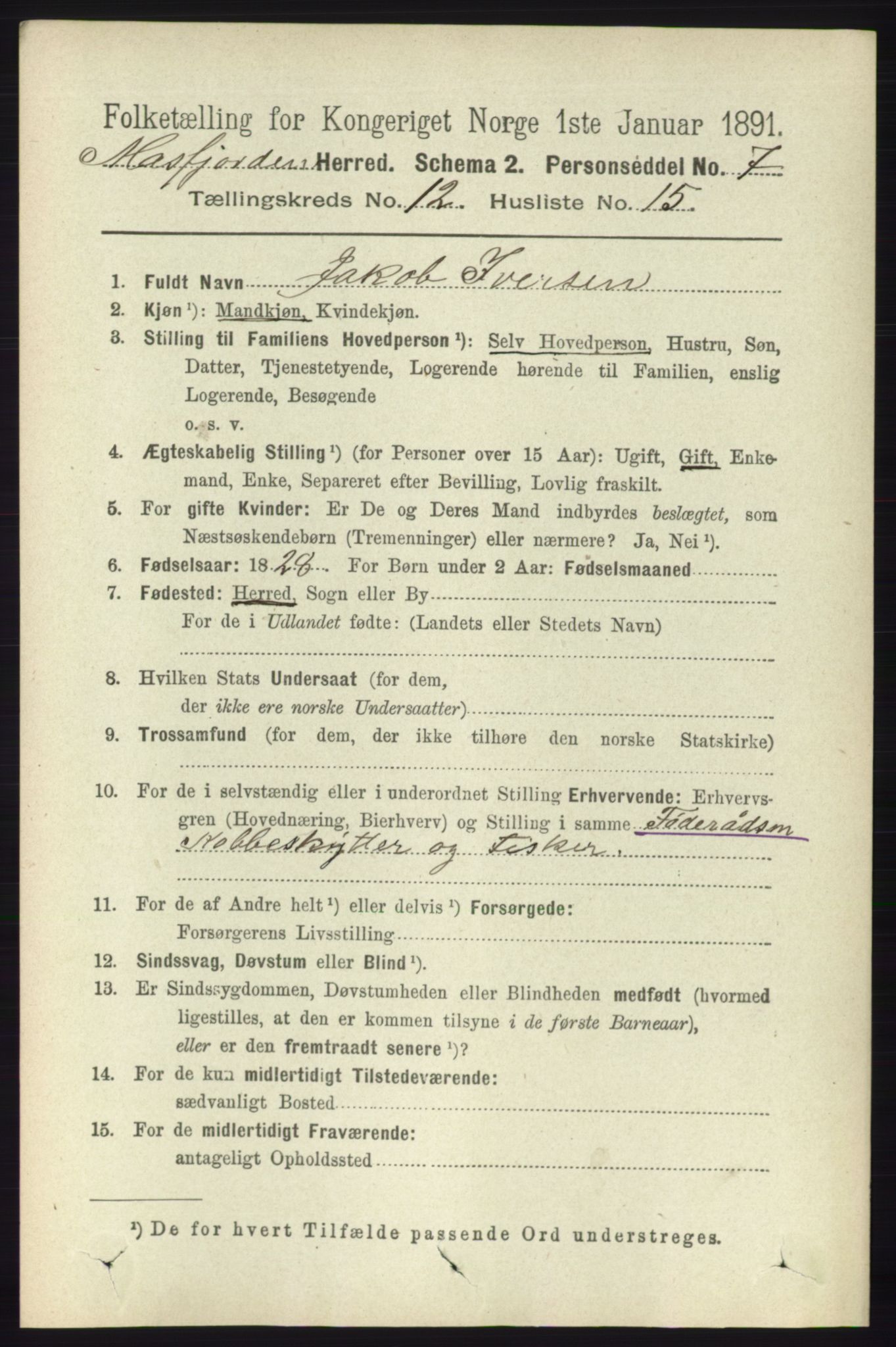 RA, 1891 census for 1266 Masfjorden, 1891, p. 2578