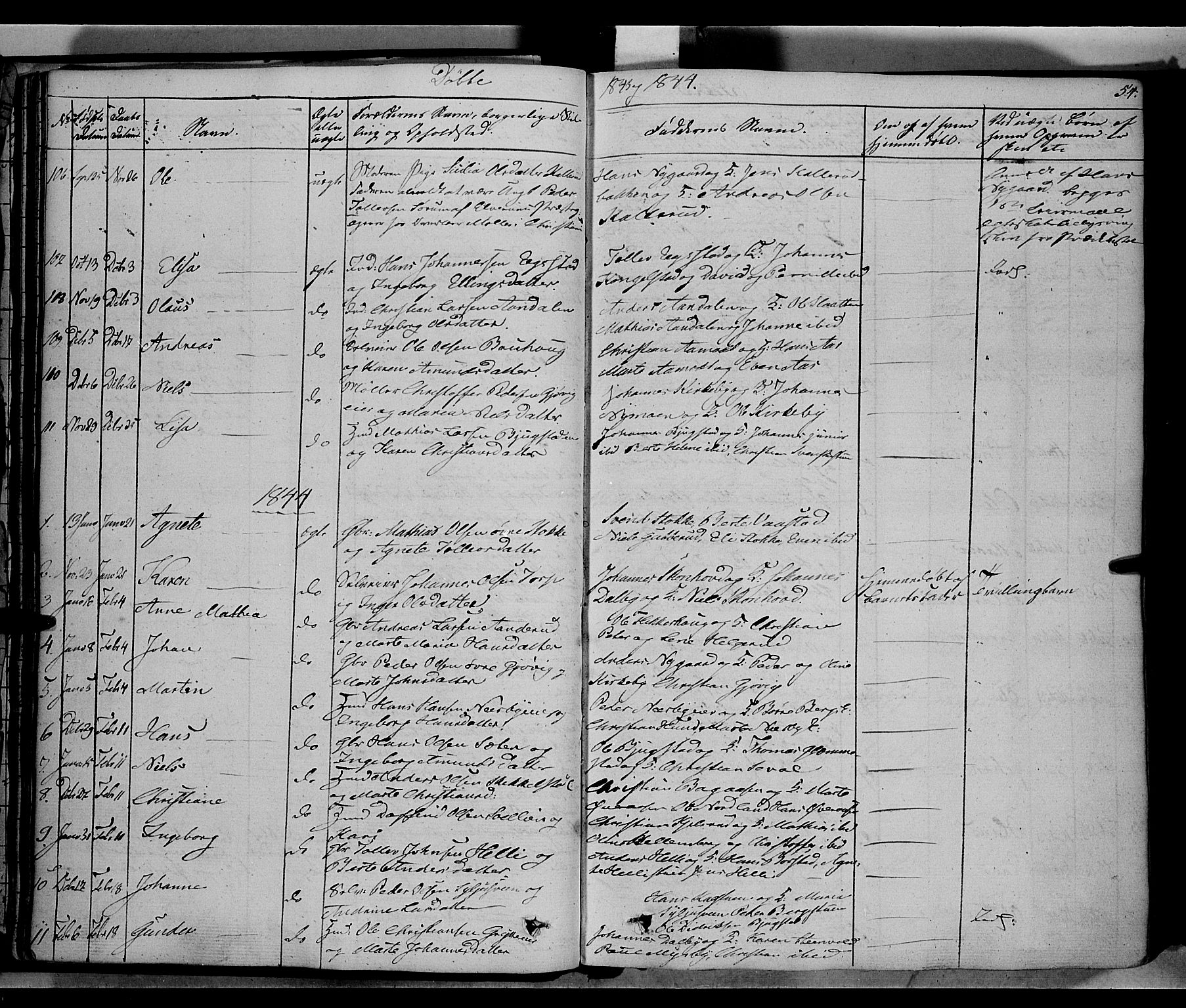 Vardal prestekontor, SAH/PREST-100/H/Ha/Haa/L0005: Parish register (official) no. 5, 1831-1853, p. 54