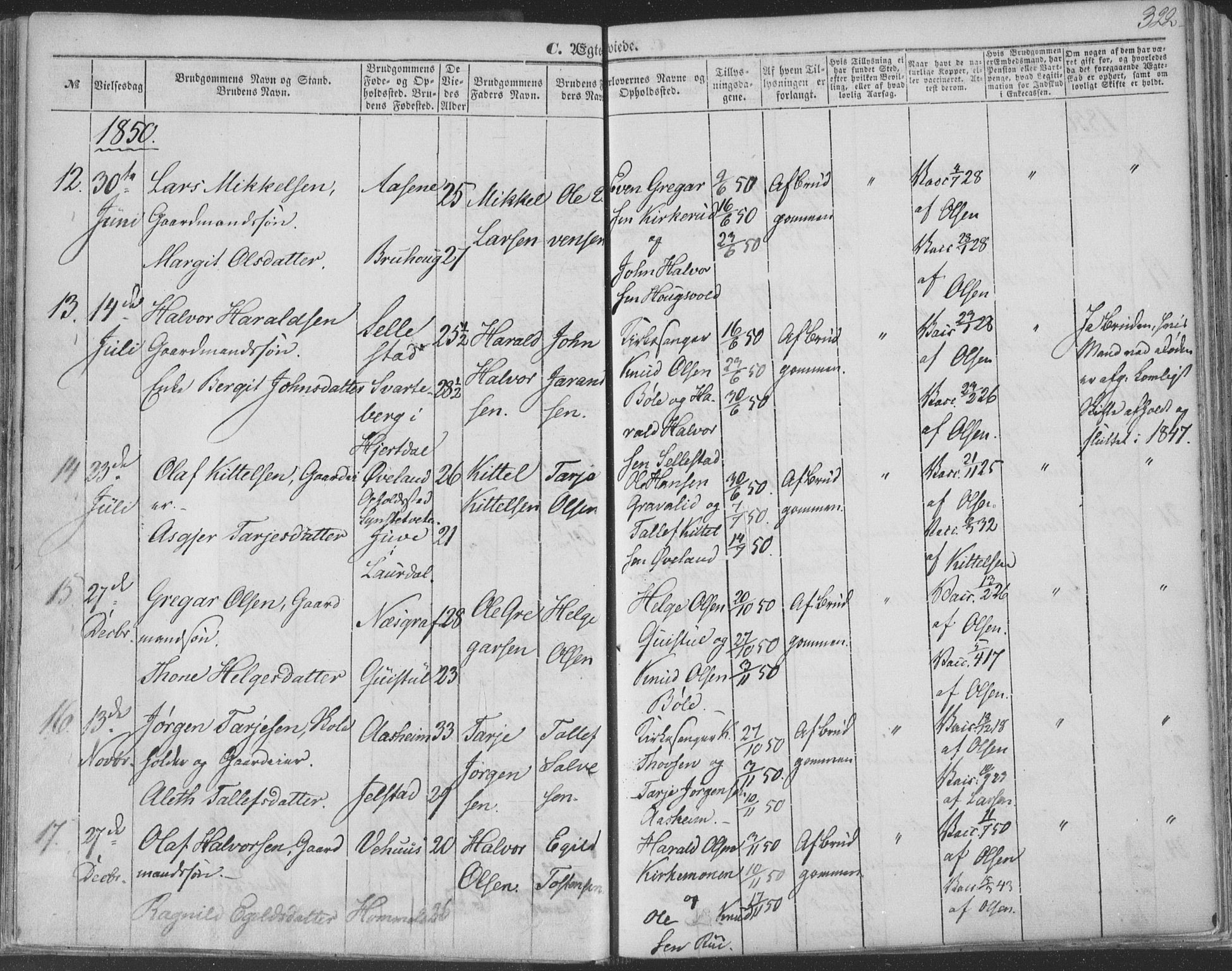 Seljord kirkebøker, AV/SAKO-A-20/F/Fa/L012b: Parish register (official) no. I 12B, 1850-1865, p. 322