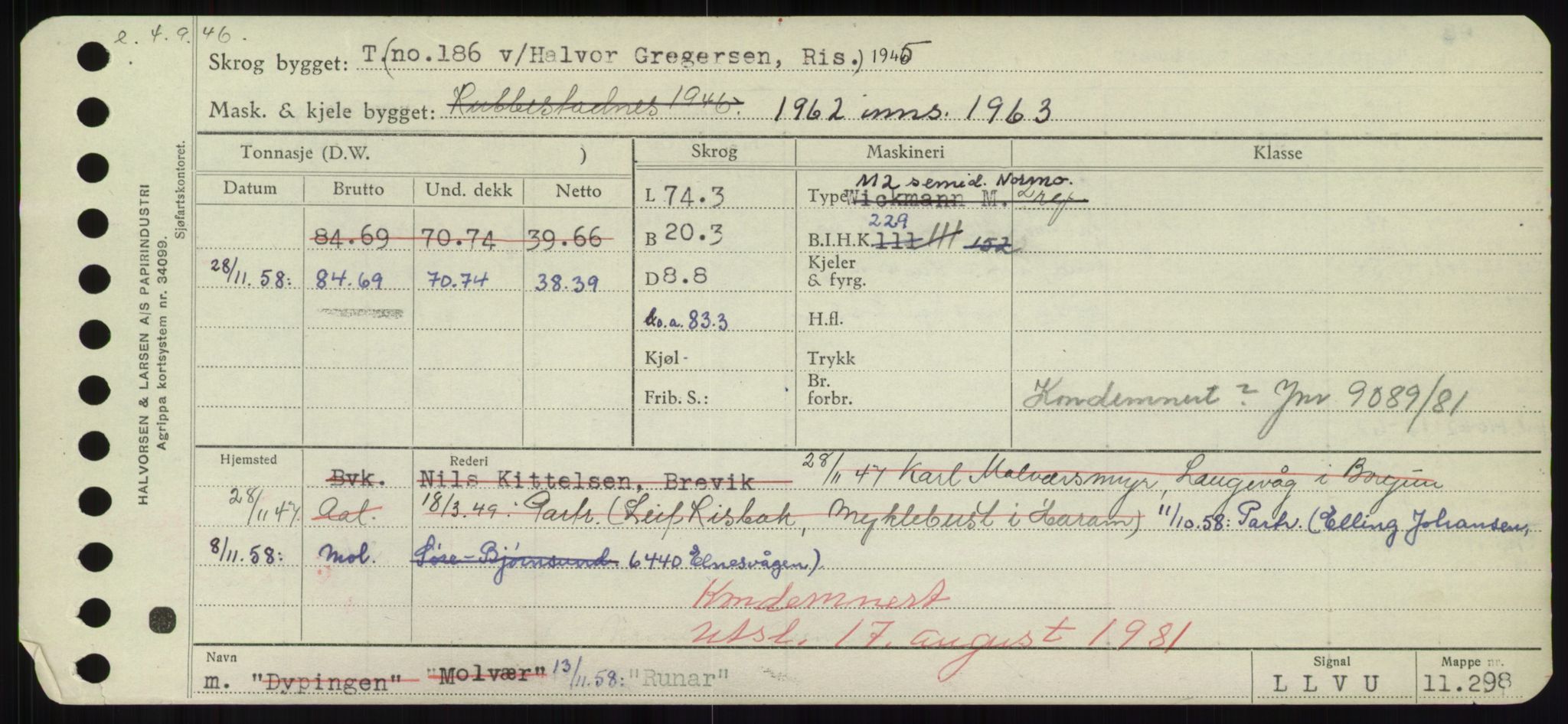 Sjøfartsdirektoratet med forløpere, Skipsmålingen, AV/RA-S-1627/H/Hd/L0031: Fartøy, Rju-Sam, p. 305