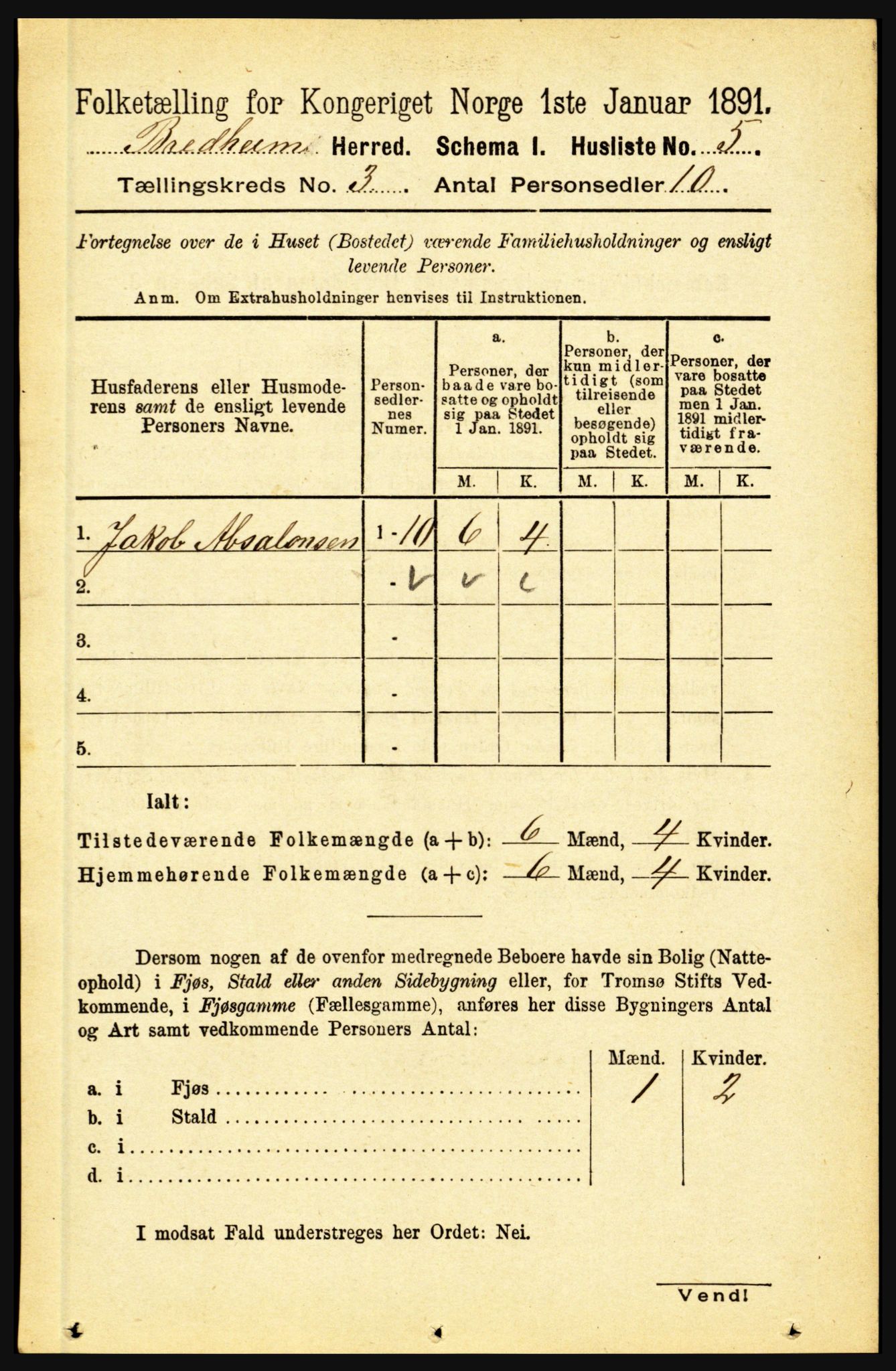 RA, 1891 census for 1446 Breim, 1891, p. 824