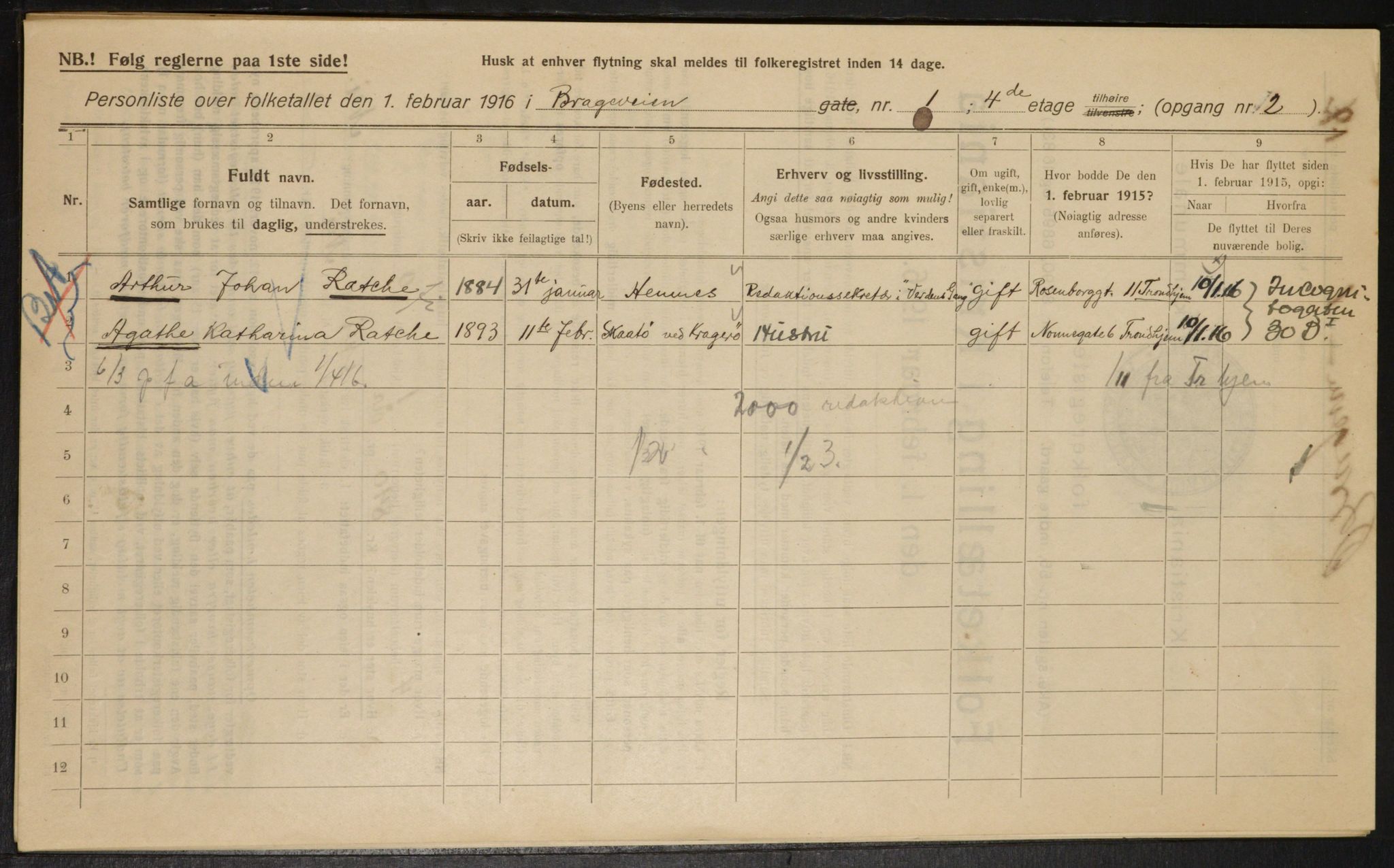 OBA, Municipal Census 1916 for Kristiania, 1916, p. 8122