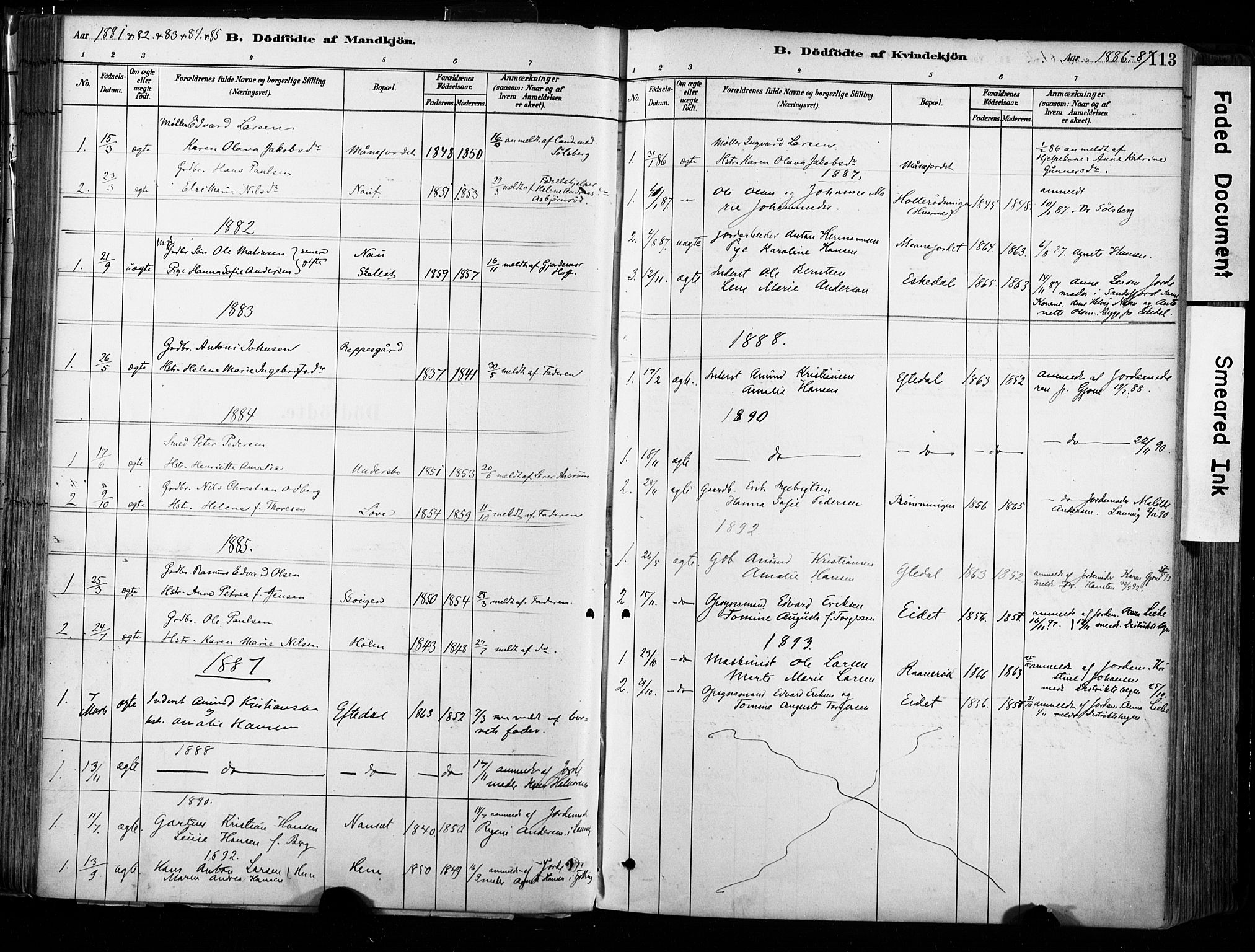 Hedrum kirkebøker, SAKO/A-344/F/Fa/L0009: Parish register (official) no. I 9, 1881-1903, p. 113