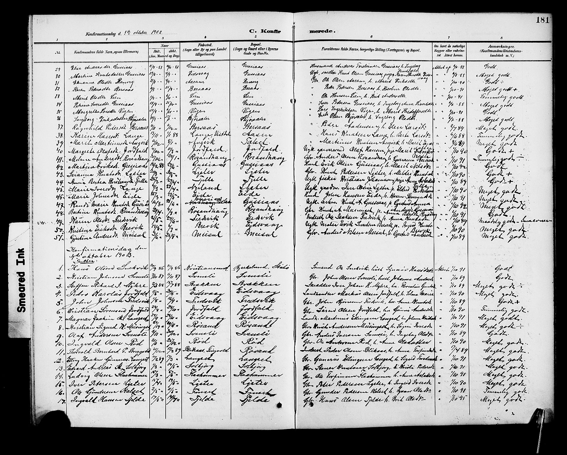 Ministerialprotokoller, klokkerbøker og fødselsregistre - Møre og Romsdal, SAT/A-1454/551/L0632: Parish register (copy) no. 551C04, 1894-1920, p. 181