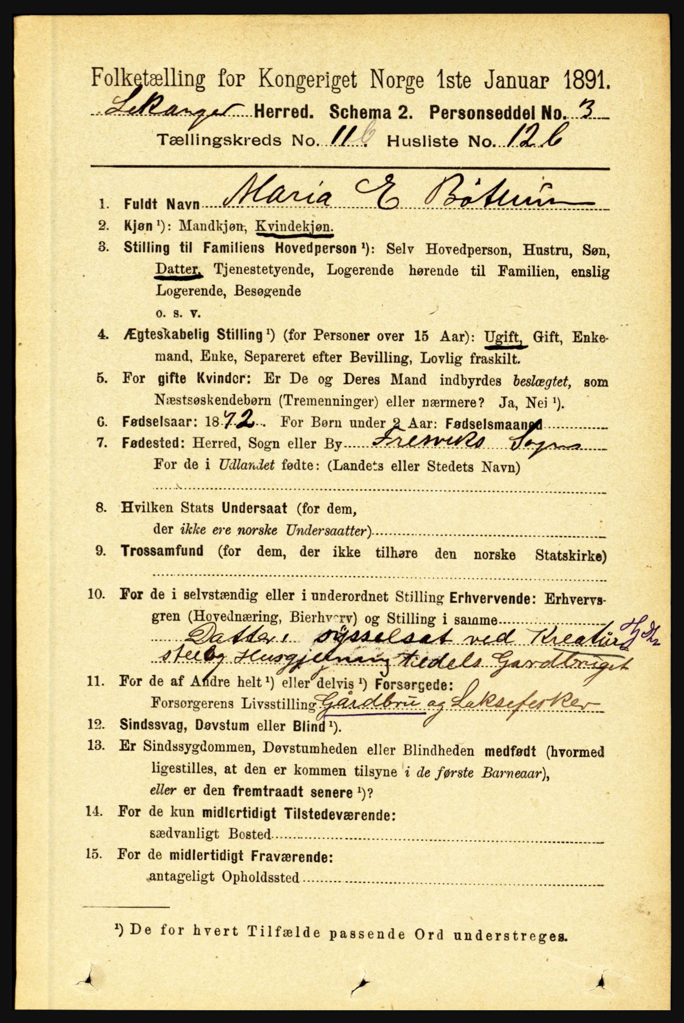 RA, 1891 census for 1419 Leikanger, 1891, p. 2224