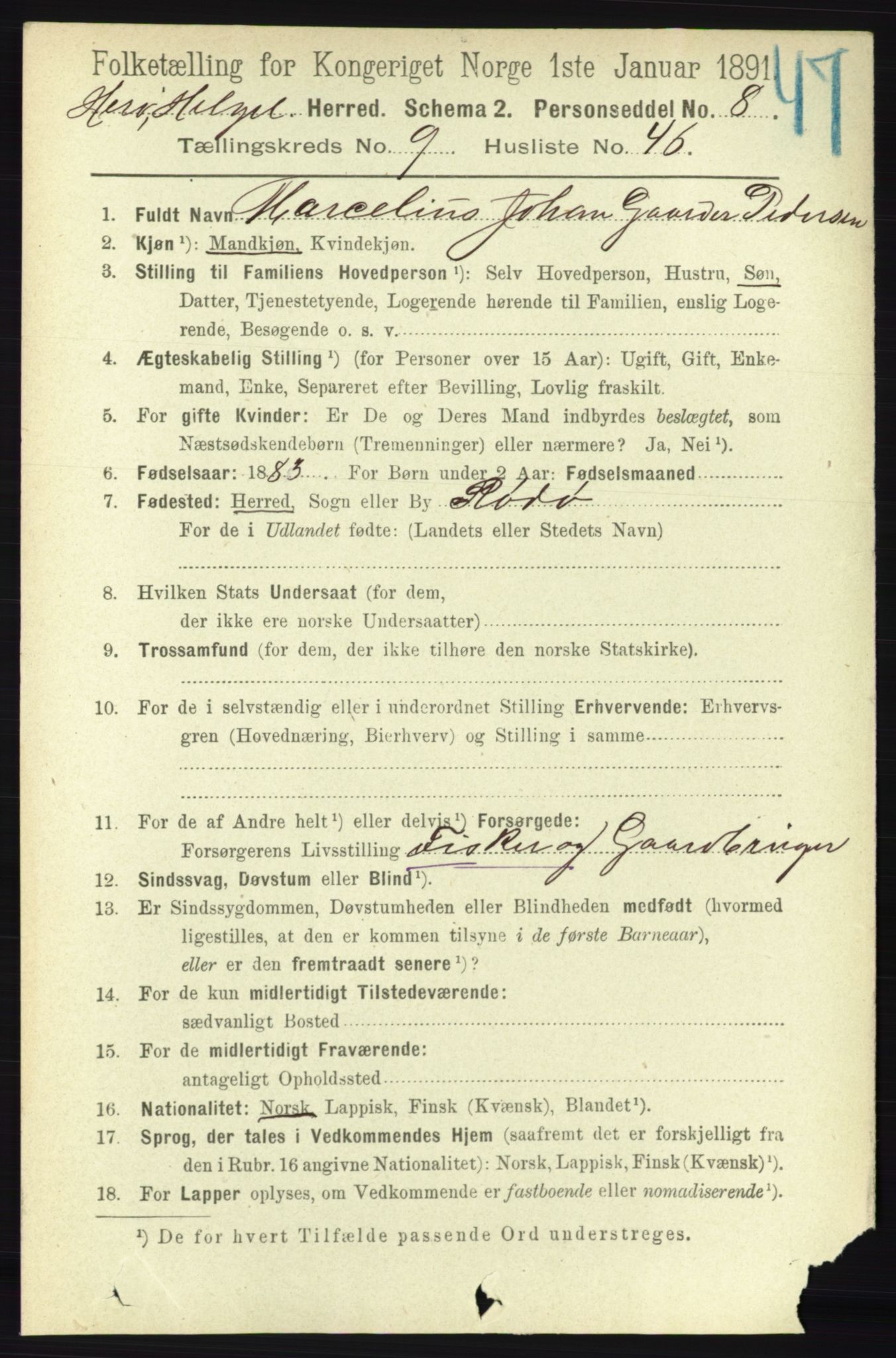 RA, 1891 census for 1818 Herøy, 1891, p. 3849