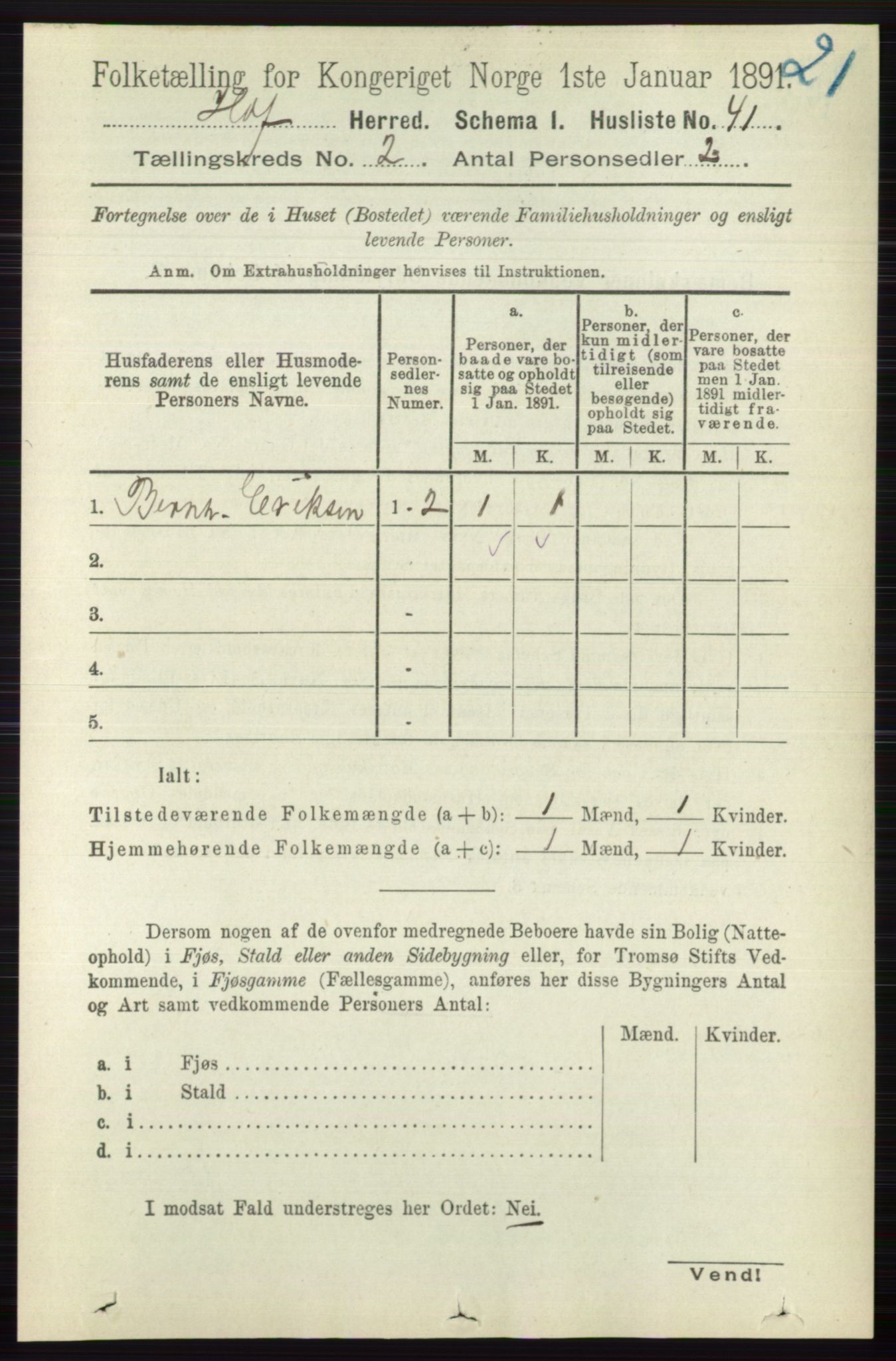 RA, 1891 census for 0714 Hof, 1891, p. 438