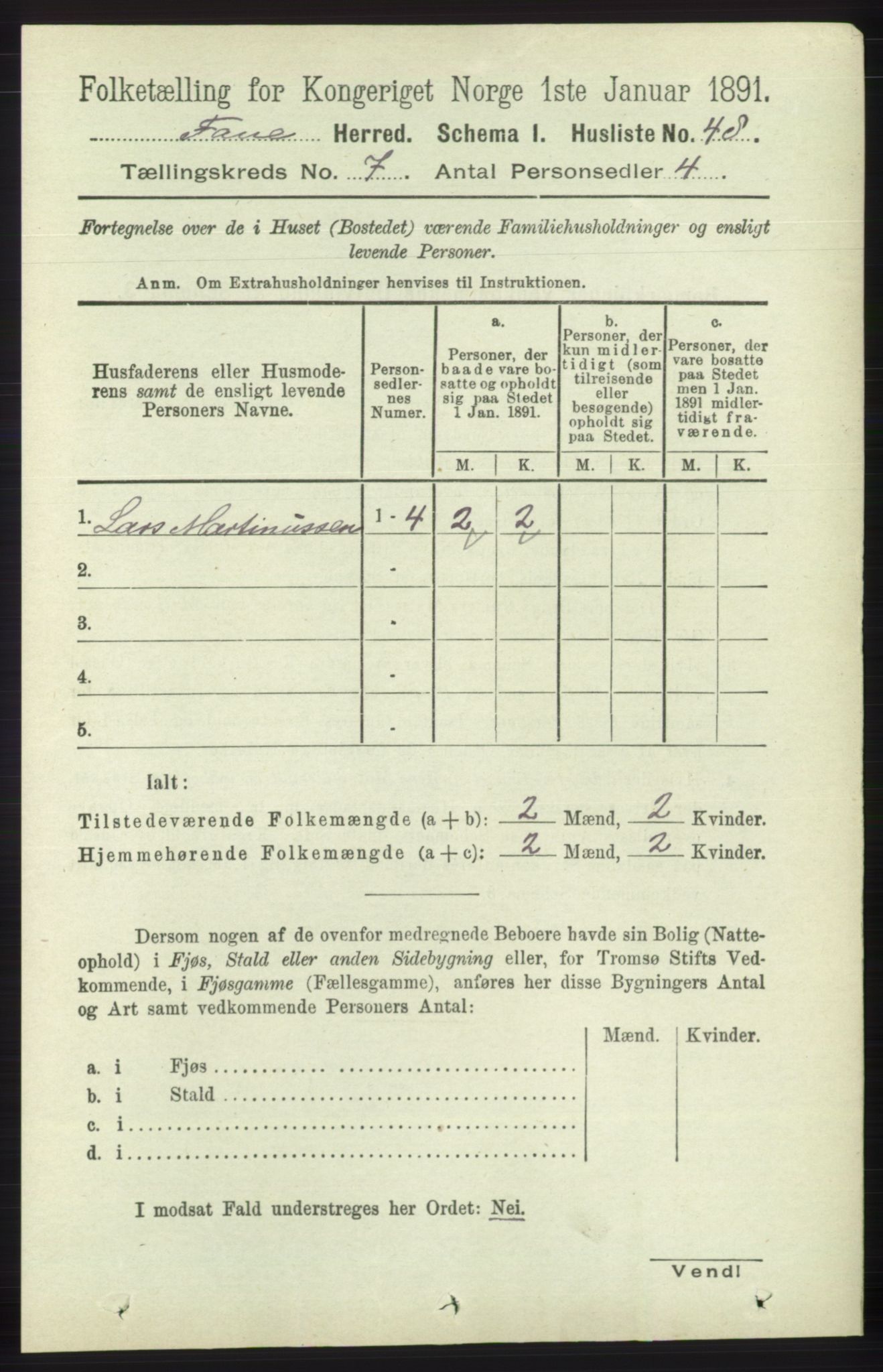 RA, 1891 census for 1249 Fana, 1891, p. 2962