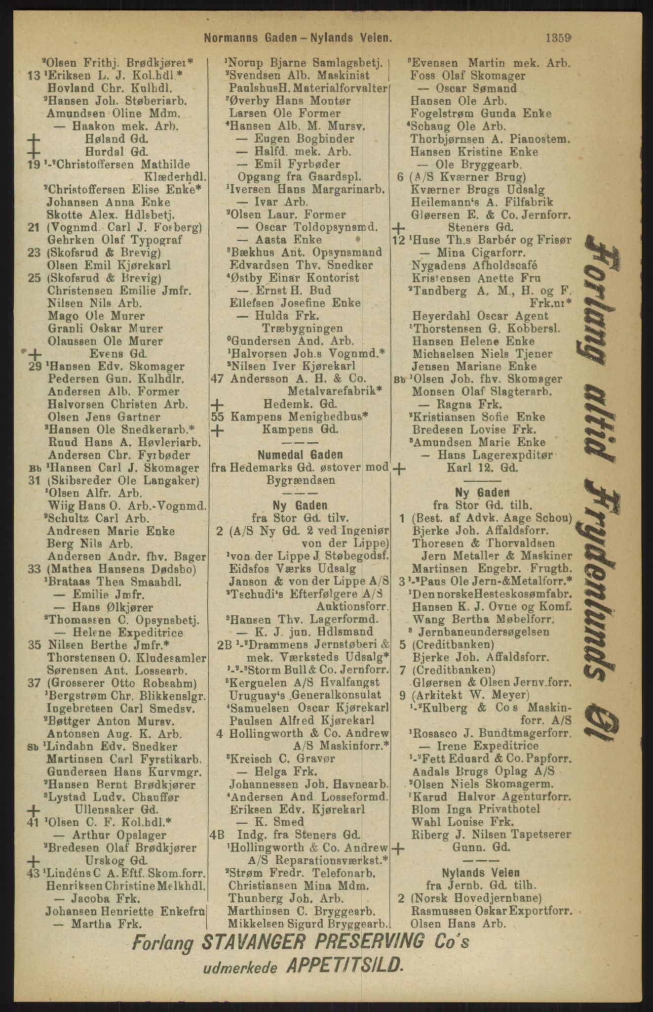 Kristiania/Oslo adressebok, PUBL/-, 1911, p. 1359