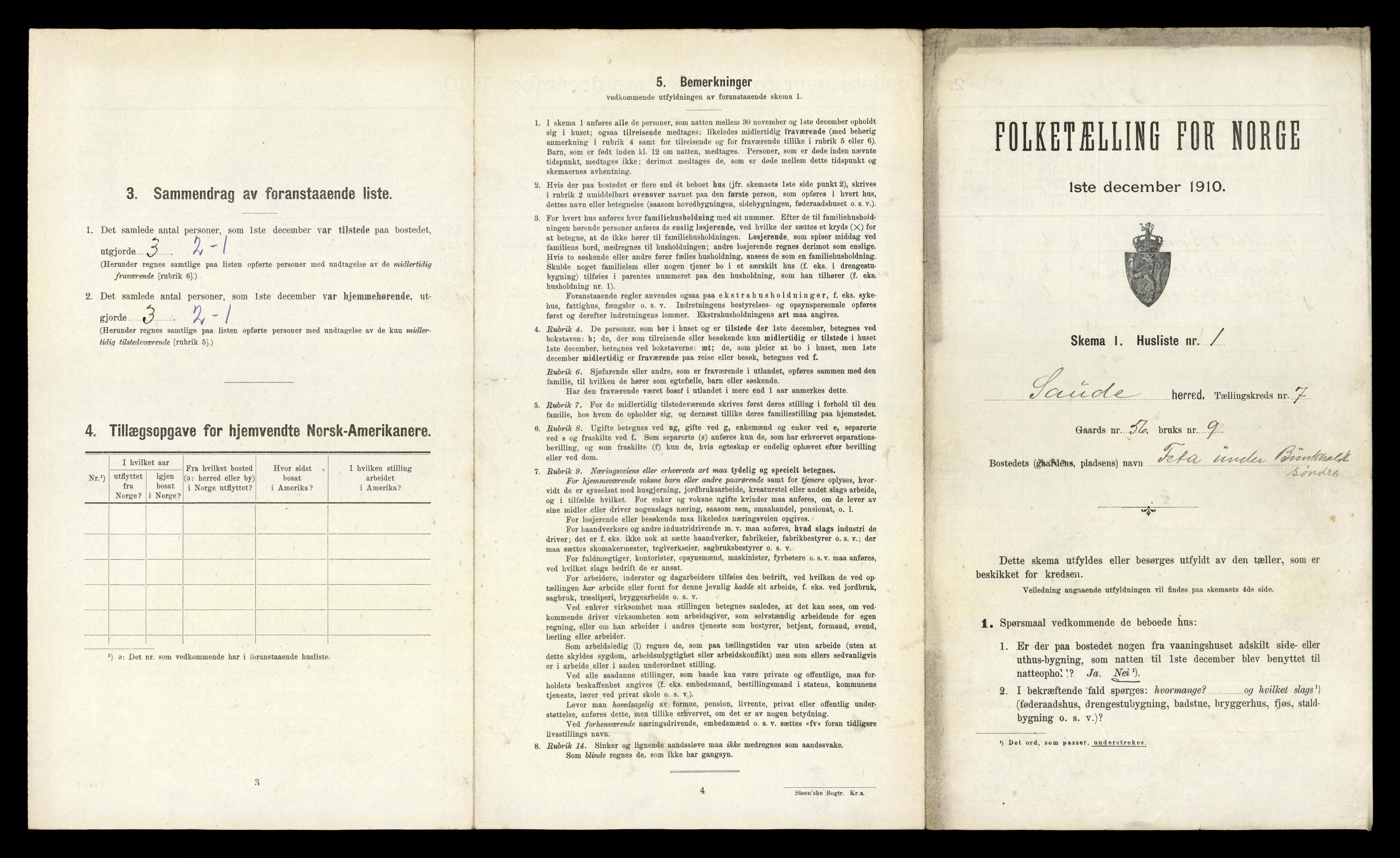 RA, 1910 census for Sauherad, 1910, p. 713