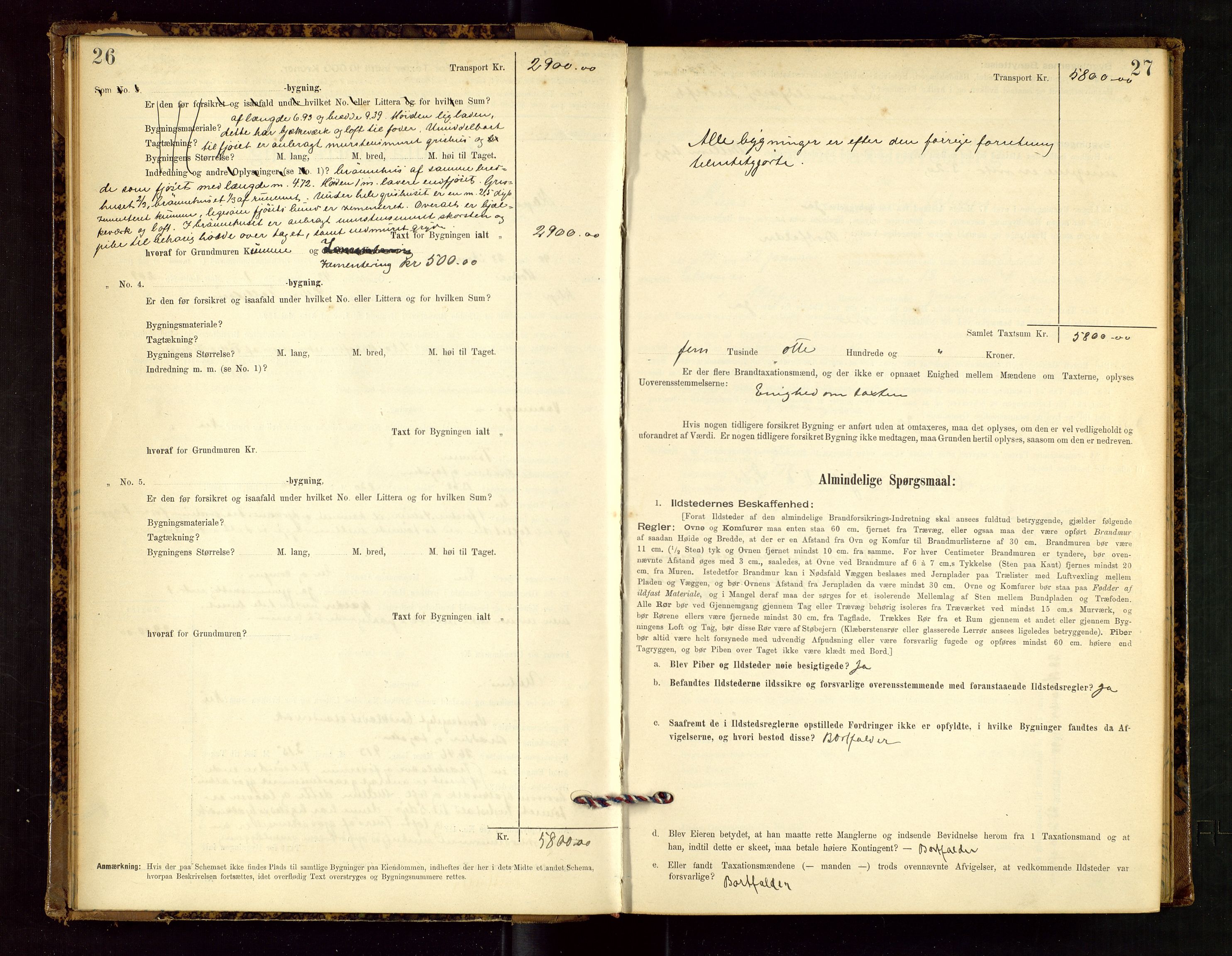 Klepp lensmannskontor, AV/SAST-A-100163/Goc/L0002: "Brandtaxationsprotokol" m/register, 1898-1902, p. 26-27